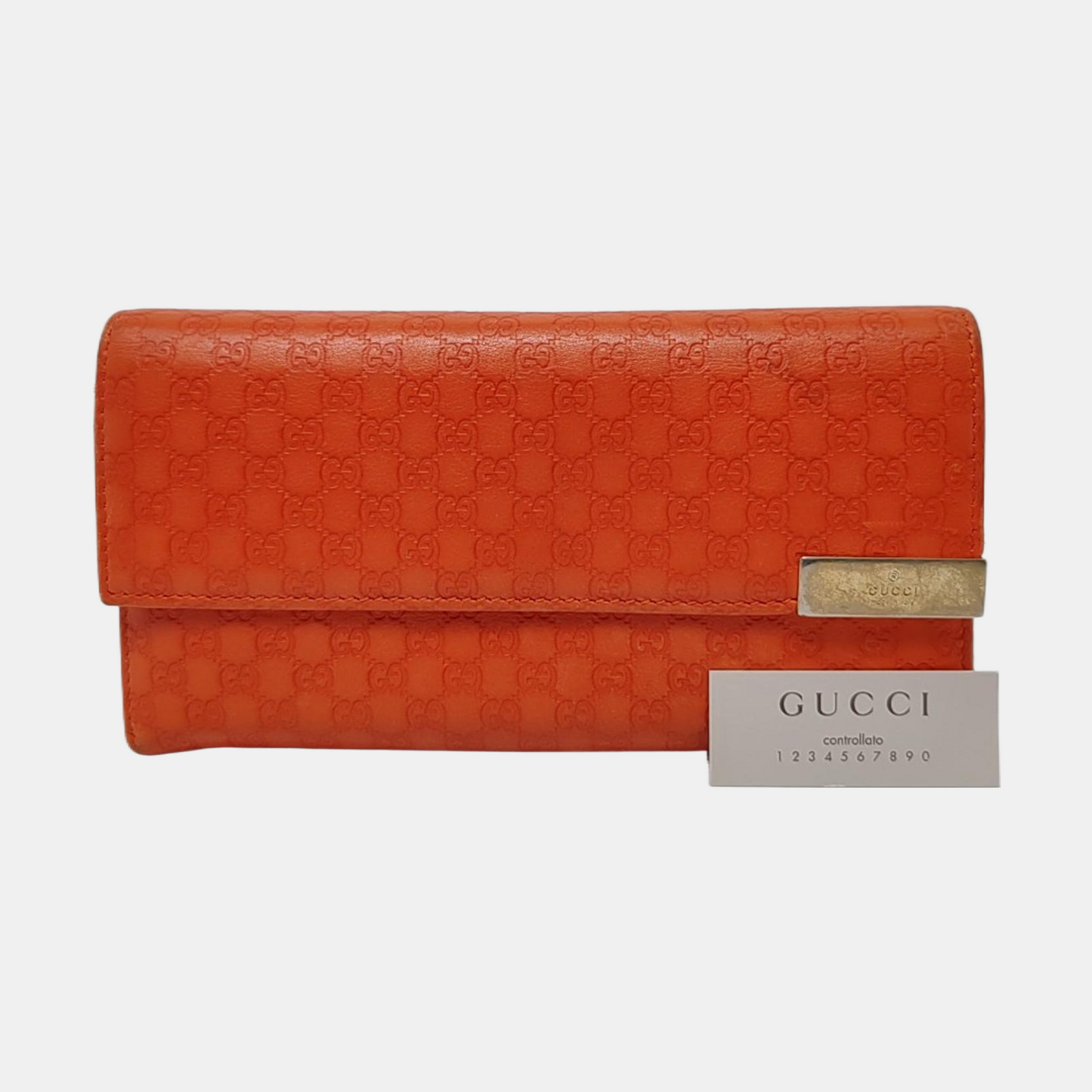 GUCCI Microguccissima Orange leather old-favorite wallet Golden hardware-(SKU)-958770113