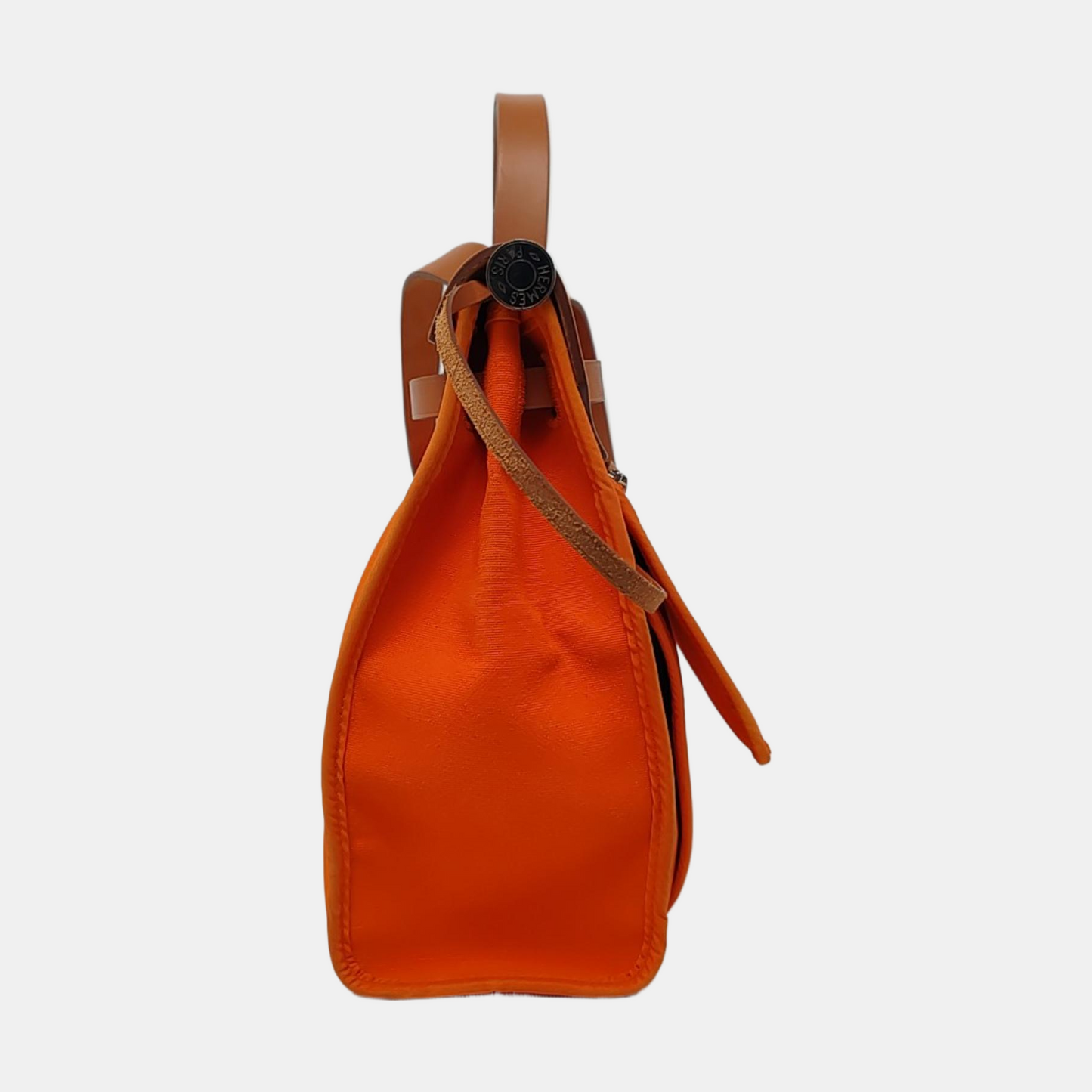HERMÈS Herbag 31 Orange Canvas Tote Shoulder Bag with Silver Hardware-(SKU)-958901332