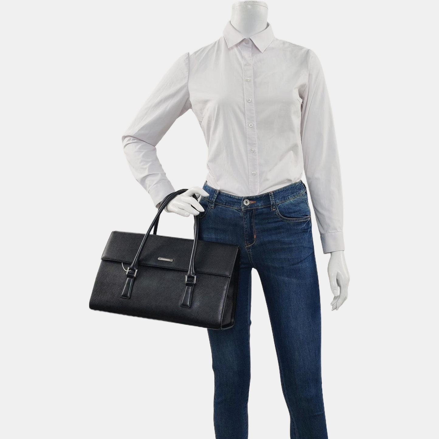 BURBERRY Black cowhide tote bag Silver Hardware-(SKU)-958526688