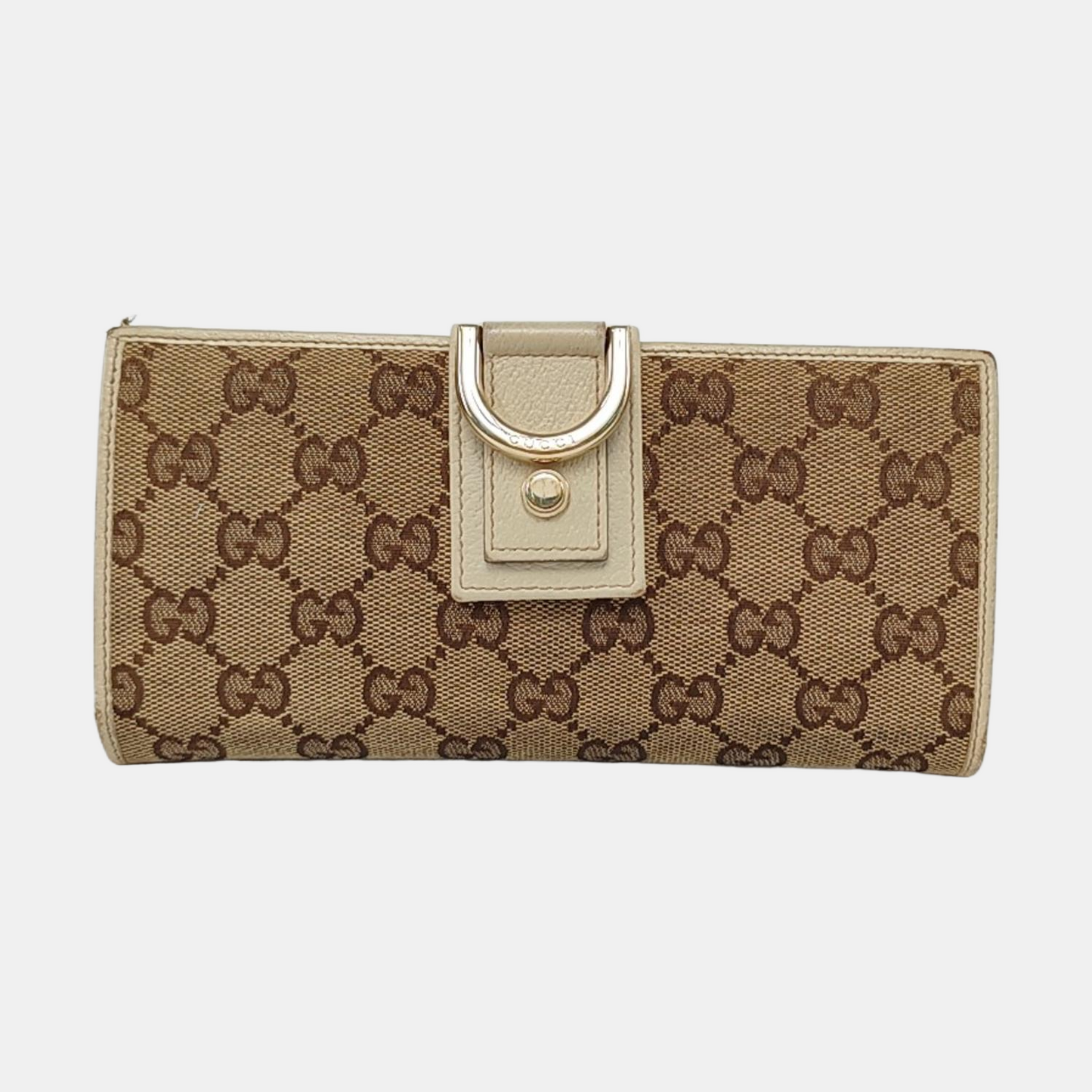 GUCCI Khaki Canvas Monogrammed Wallet Golden hardware-(SKU)-956740009