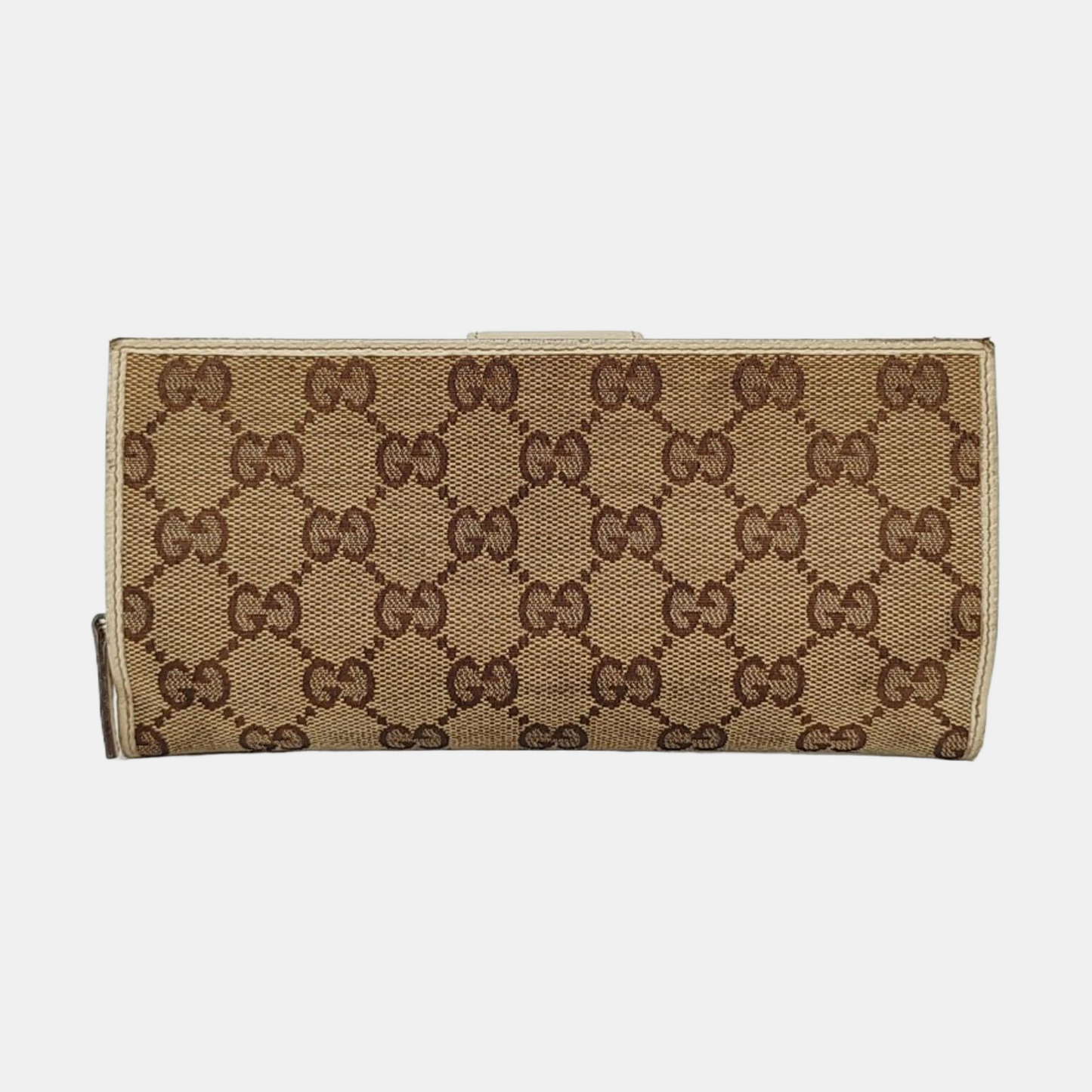 GUCCI Khaki Canvas Monogrammed Wallet Golden hardware-(SKU)-956740009