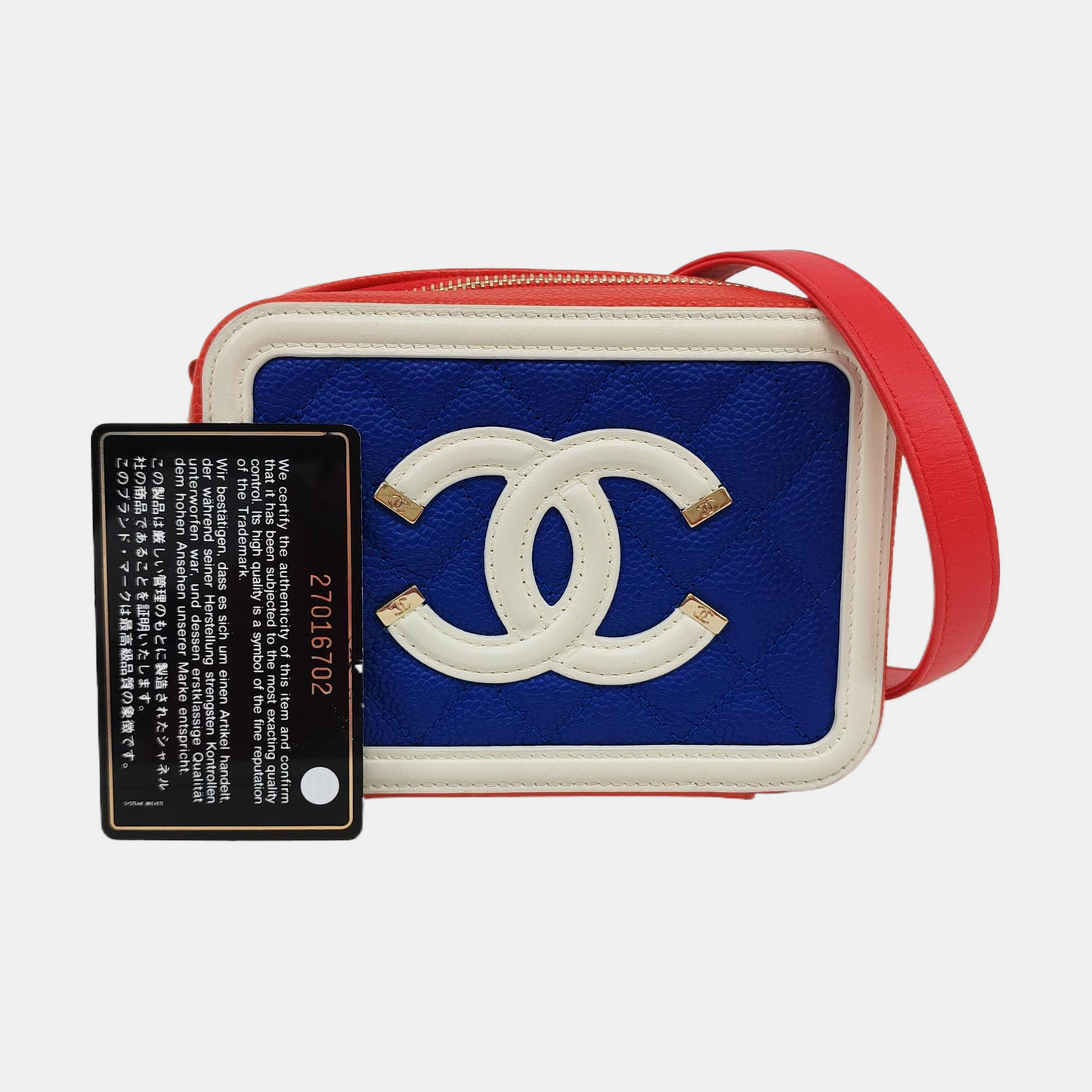 CHANEL FILIGREE Blue Calfskin Quilted Shoulder Bag Tote Crossbody Bag Gold Hardware 27K Clasp-(SKU)-958775150