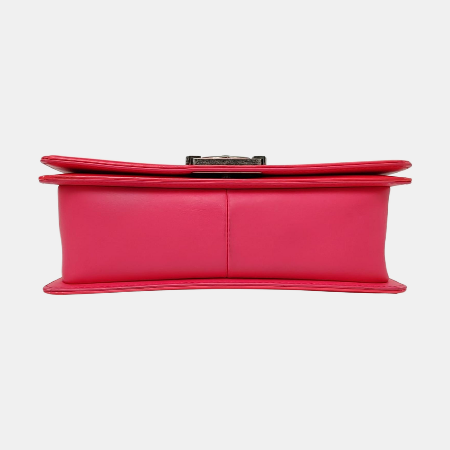 CHANEL BOY CHANEL Medium Pink Patent Leather Quilted Shoulder Bag with Chain Strap, Palladium Hardware, 17 Flap, Removable Shoulder Strap-(SKU)-958774590