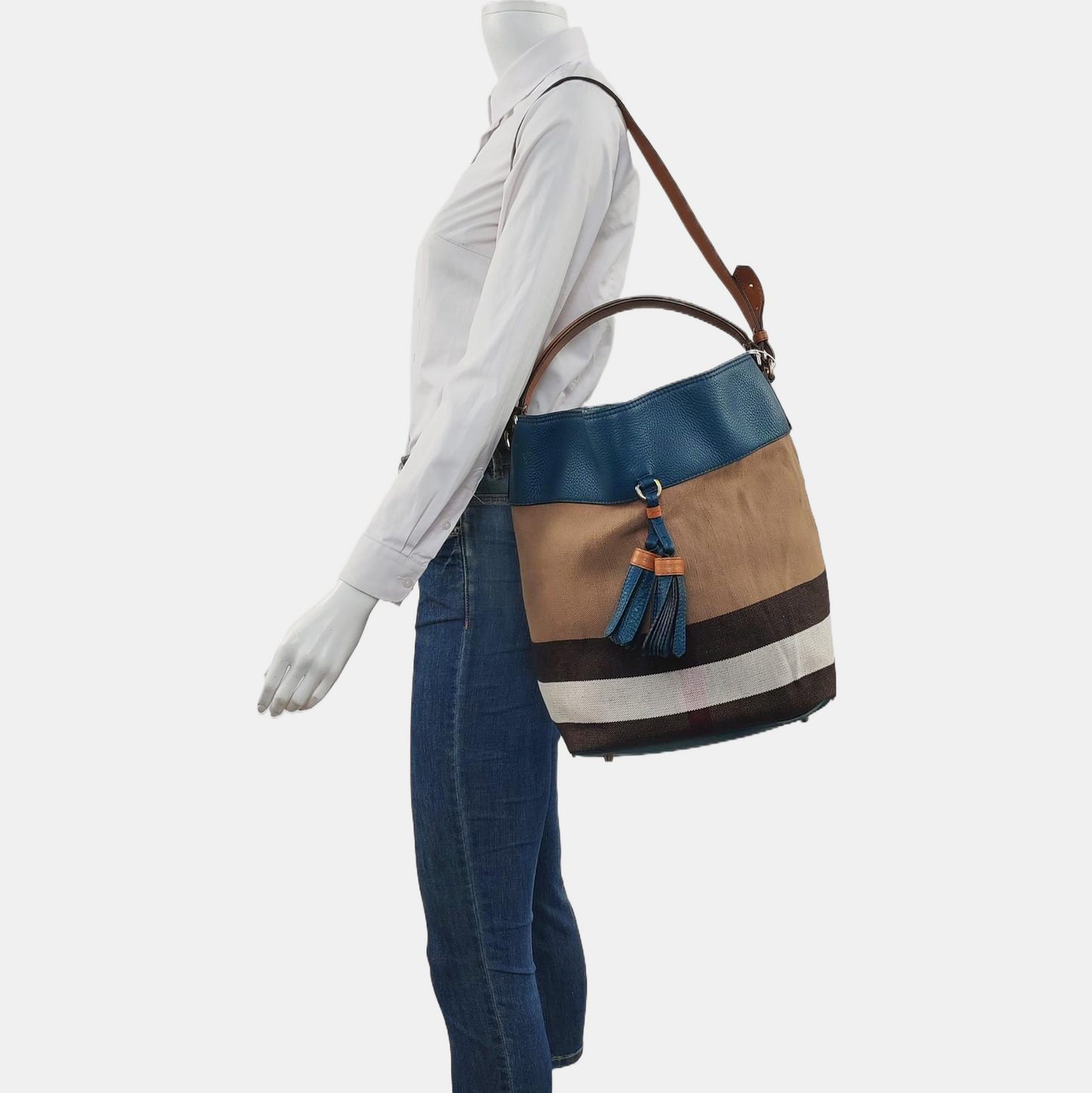 BURBERRY Ashby Brown Canvas Single Shoulder Bag Handbag Golden hardware Pouch detachable shoulder strap-(SKU)-958890264