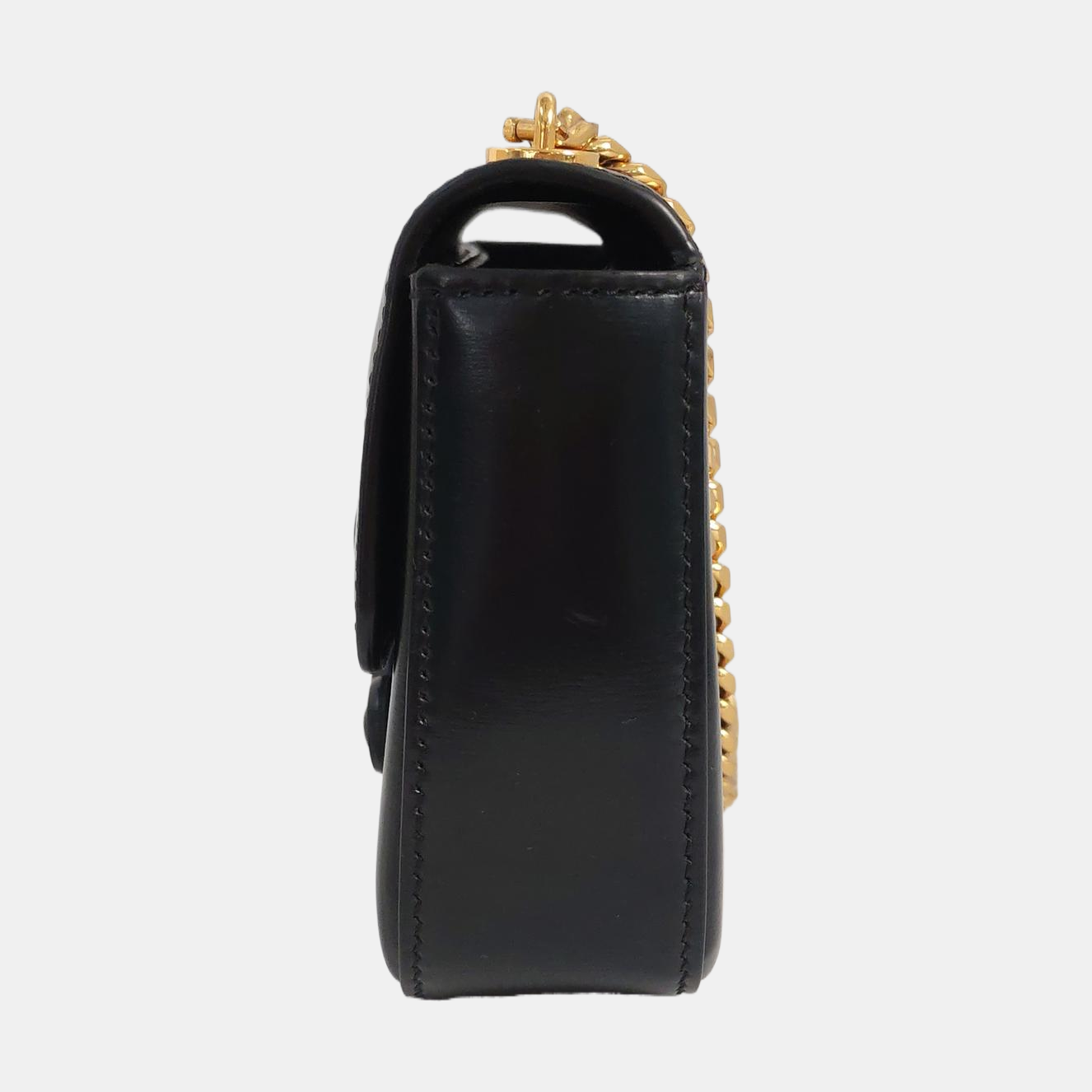 CELINE TRIOMPHE Black Calfskin Triumph Shoulder Bag Crossbody Bag Golden Black Hardware-(SKU)-958645648