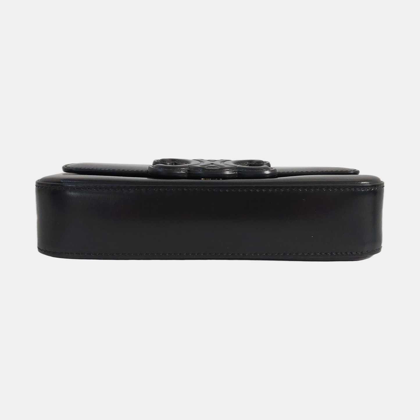 CELINE TRIOMPHE Black Calfskin Triumph Shoulder Bag Crossbody Bag Golden Black Hardware-(SKU)-958645648