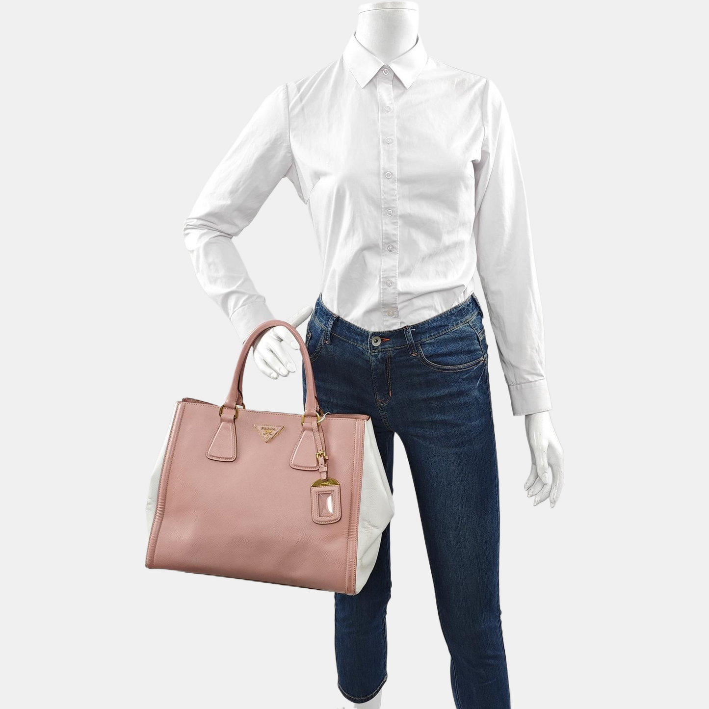 PRADA Tote bag Pink Calfskin Logo Tote Bag Golden hardware-(SKU)-958685441