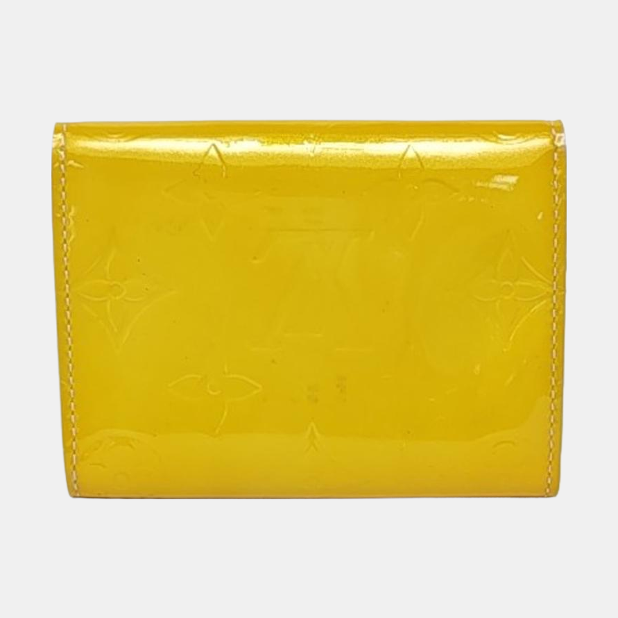 LOUIS VUITTON Yellow Patent Leather Monogrammed Embossed Wallet Golden hardware-(SKU)-958924002