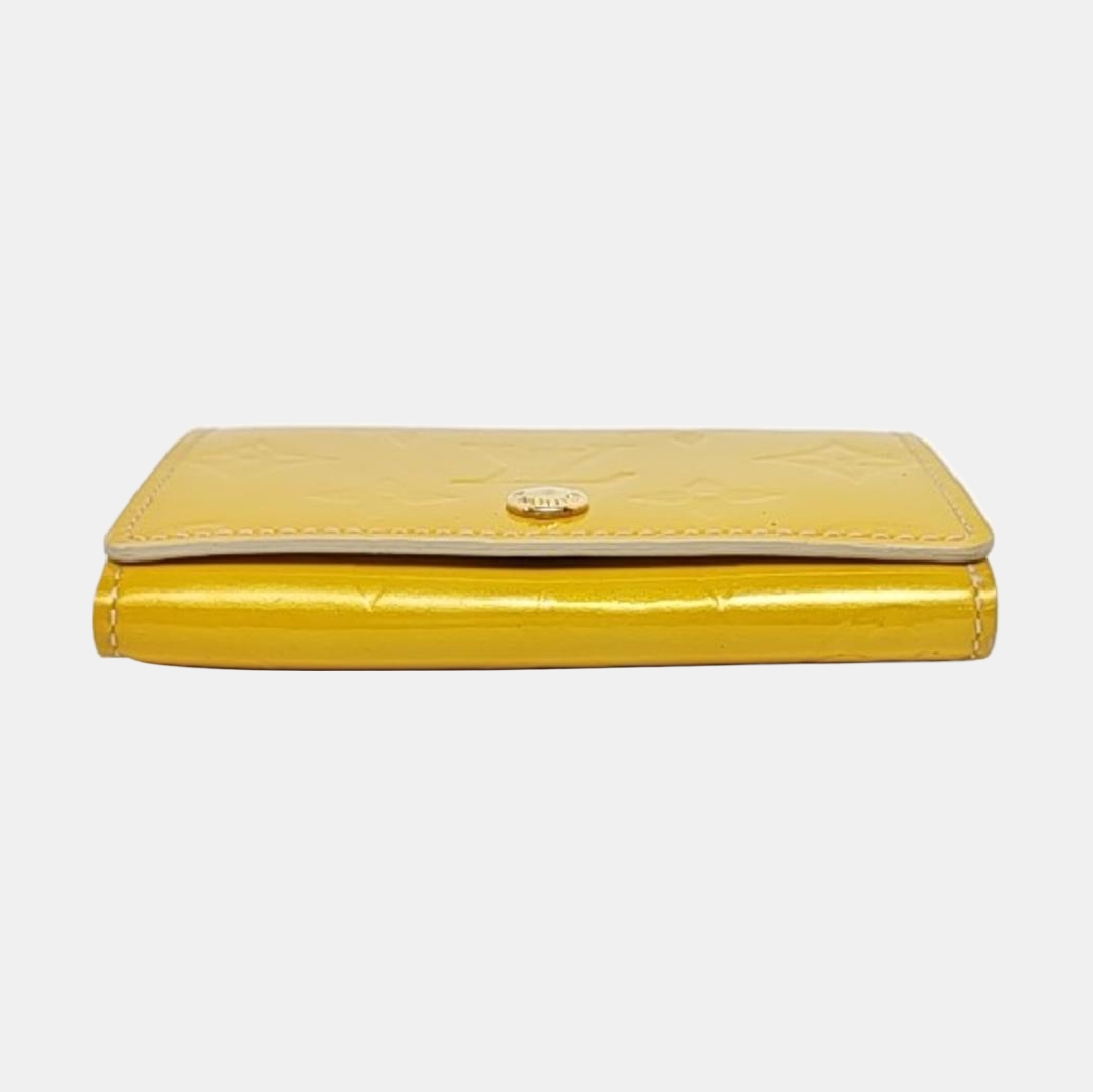 LOUIS VUITTON Yellow Patent Leather Monogrammed Embossed Wallet Golden hardware-(SKU)-958924002
