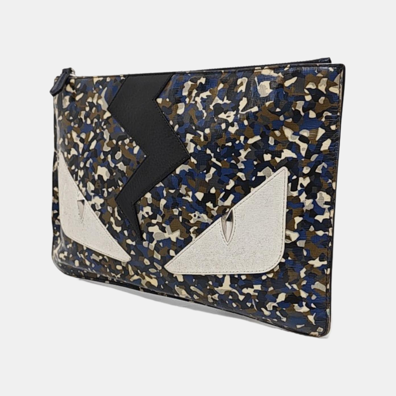 FENDI Multicolor Leather Mini Monster Clutch Silver Hardware-(SKU)-958684597