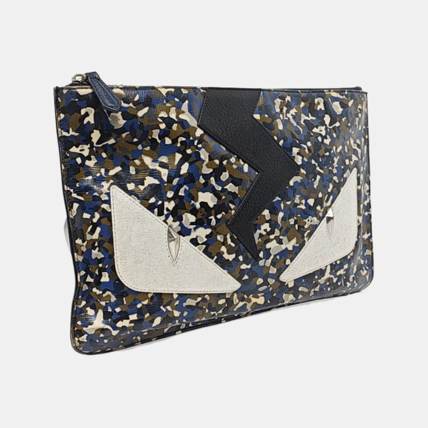 FENDI Multicolor Leather Mini Monster Clutch Silver Hardware-(SKU)-958684597