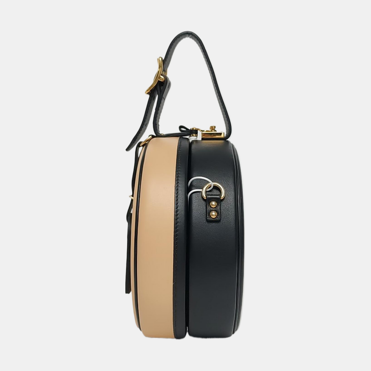 LOUIS VUITTON BOITE CHAPEAU Small size beige leather Boite Chapeau bag crossbody bag with handle, gold hardware, removable shoulder strap-(SKU)-958771402