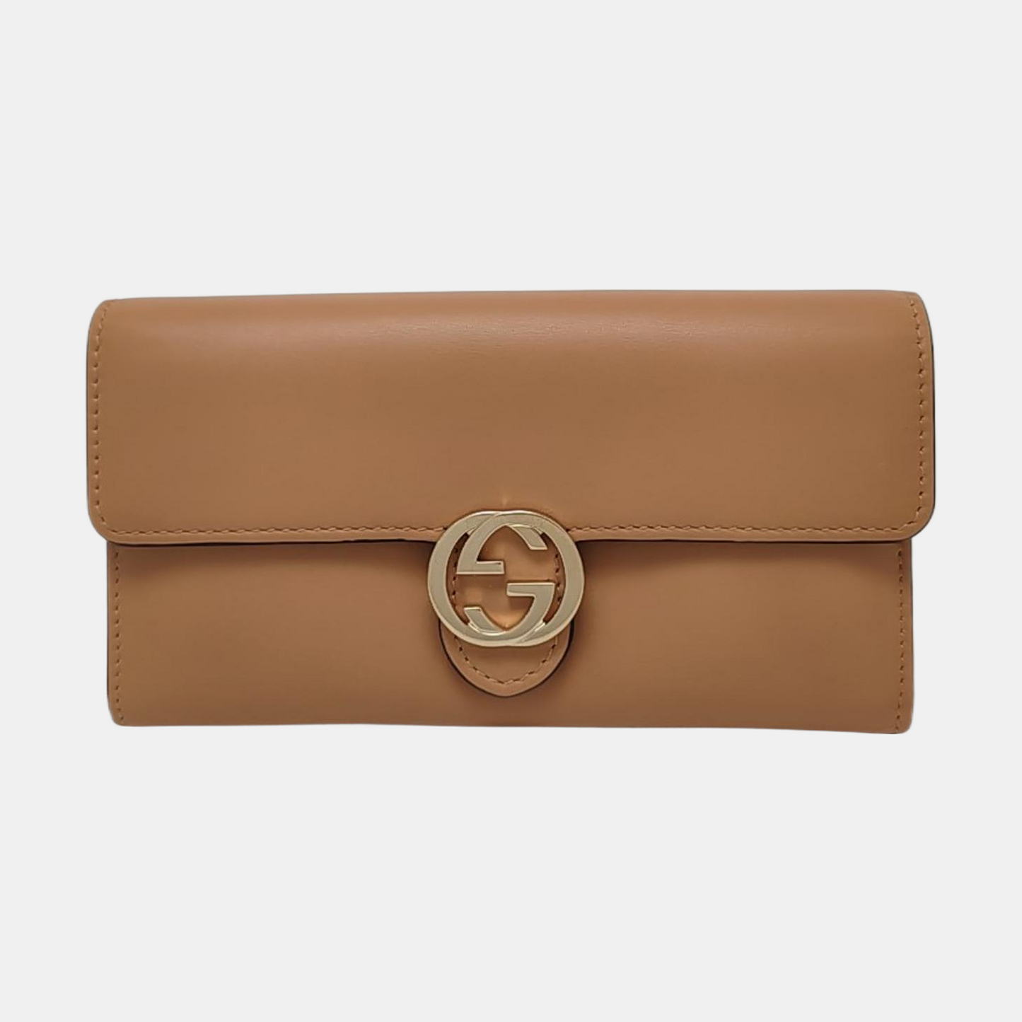 GUCCI Interlocking G Brown Cowhide Wallet Golden hardware-(SKU)-958717244