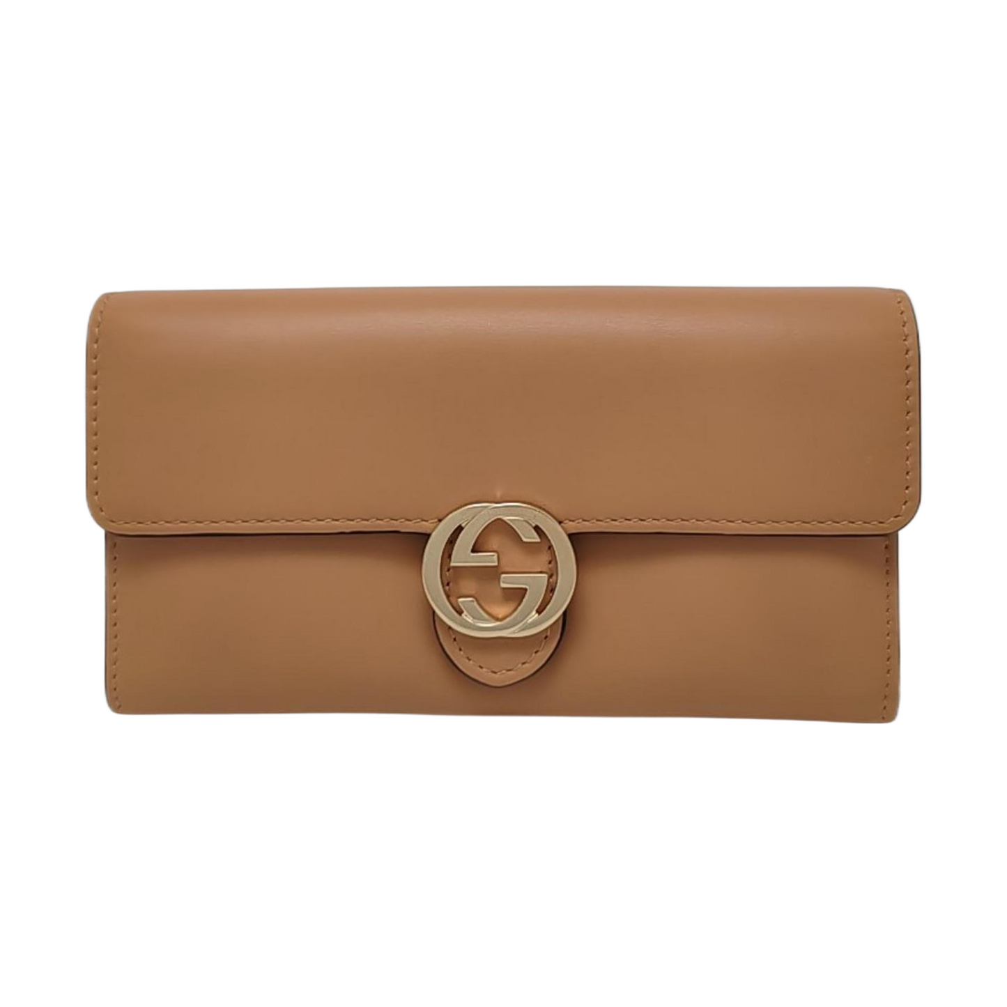 GUCCI Interlocking G Brown Cowhide Wallet Golden hardware-(SKU)-958717244