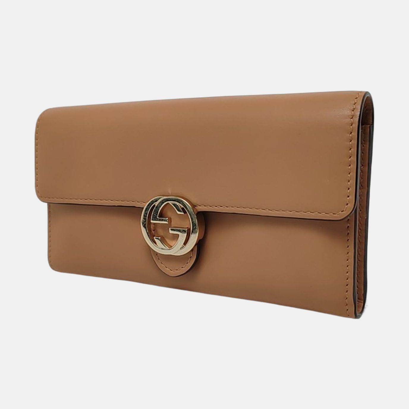 GUCCI Interlocking G Brown Cowhide Wallet Golden hardware-(SKU)-958717244
