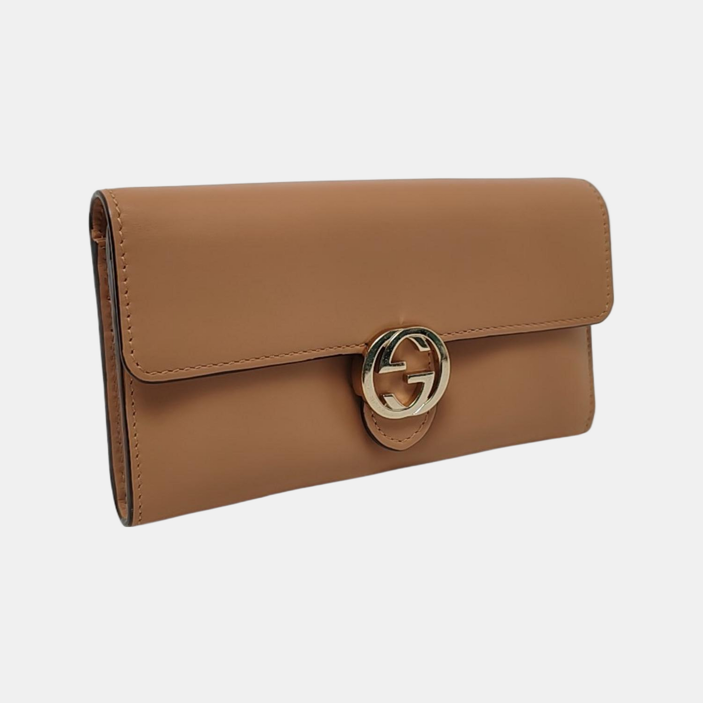 GUCCI Interlocking G Brown Cowhide Wallet Golden hardware-(SKU)-958717244
