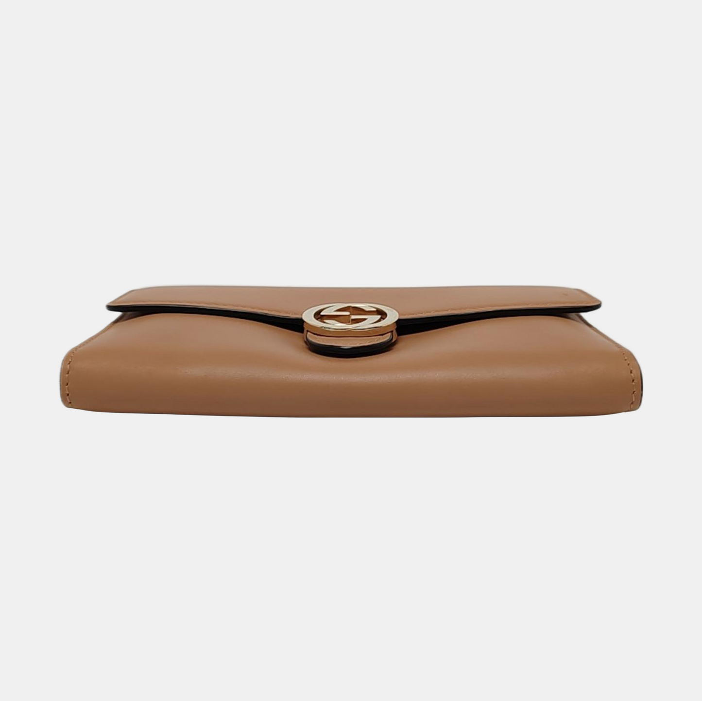 GUCCI Interlocking G Brown Cowhide Wallet Golden hardware-(SKU)-958717244