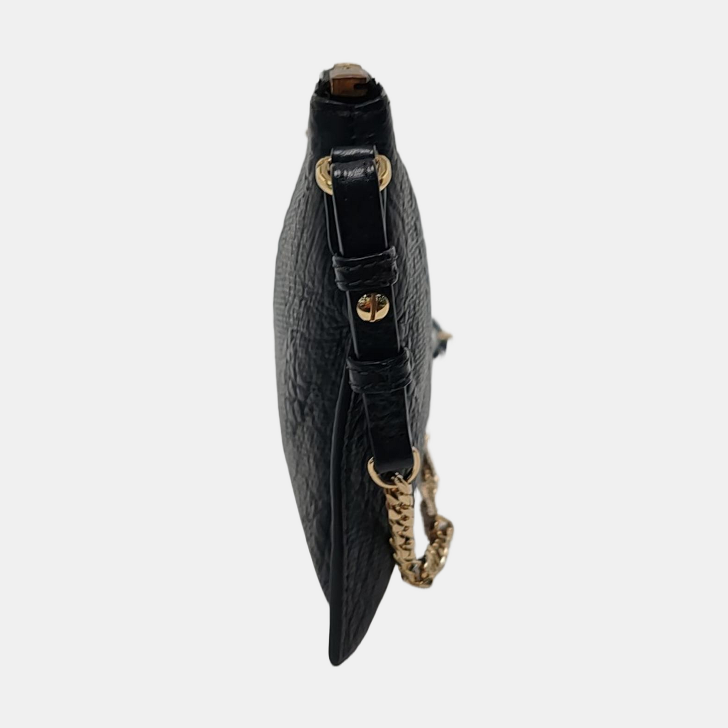 BURBERRY Mildenhall Black Leather Crossbody Bag Single Shoulder Bag Golden hardware-(SKU)-958494726