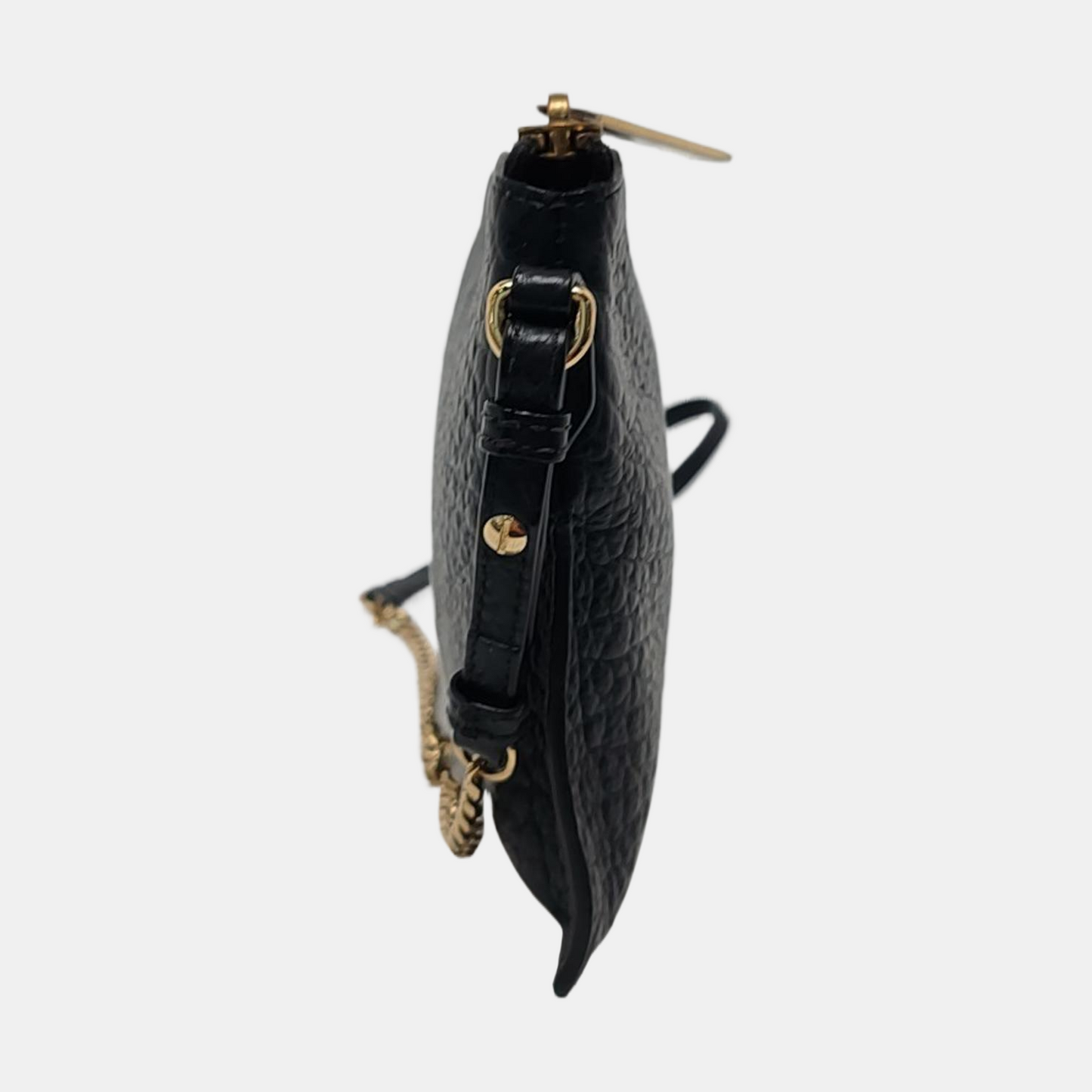 BURBERRY Mildenhall Black Leather Crossbody Bag Single Shoulder Bag Golden hardware-(SKU)-958494726