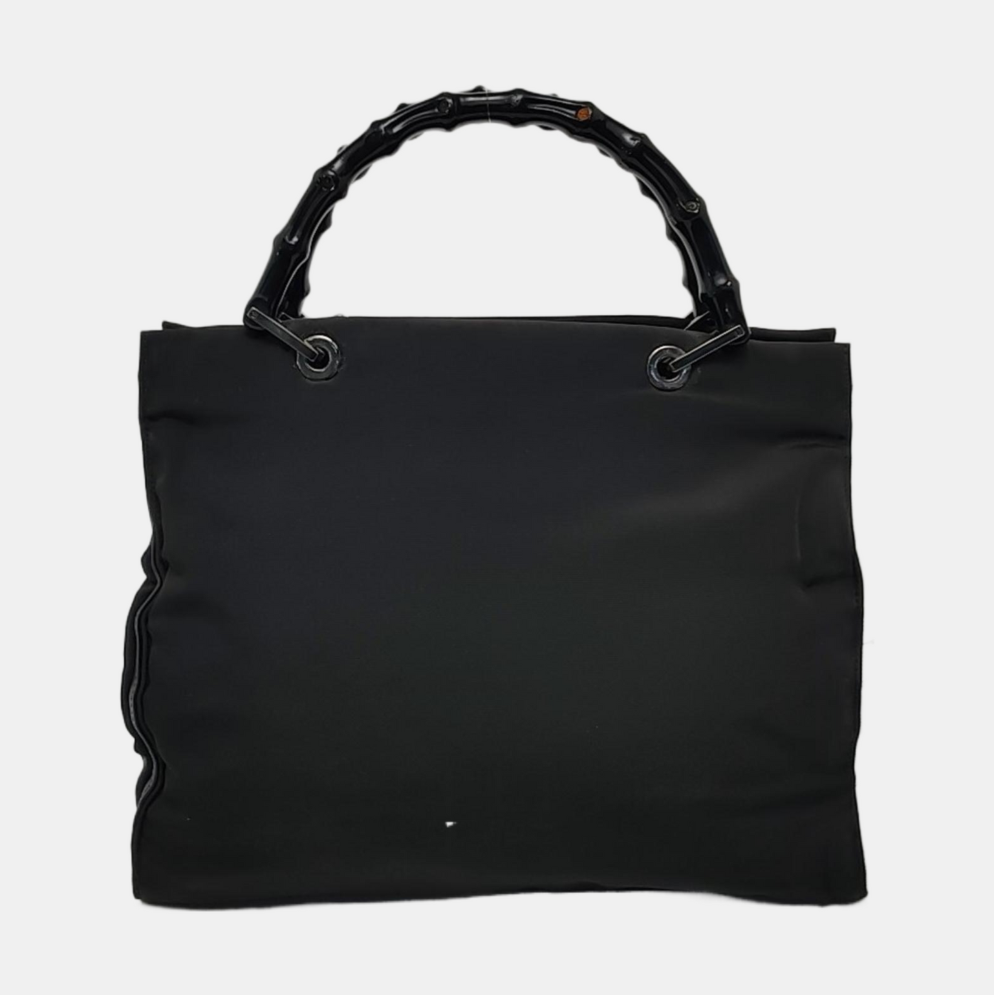 GUCCI Bamboo 1947 Black Fabric Bamboo Handle Bag Handbag Silver Hardware-(SKU)-958886025