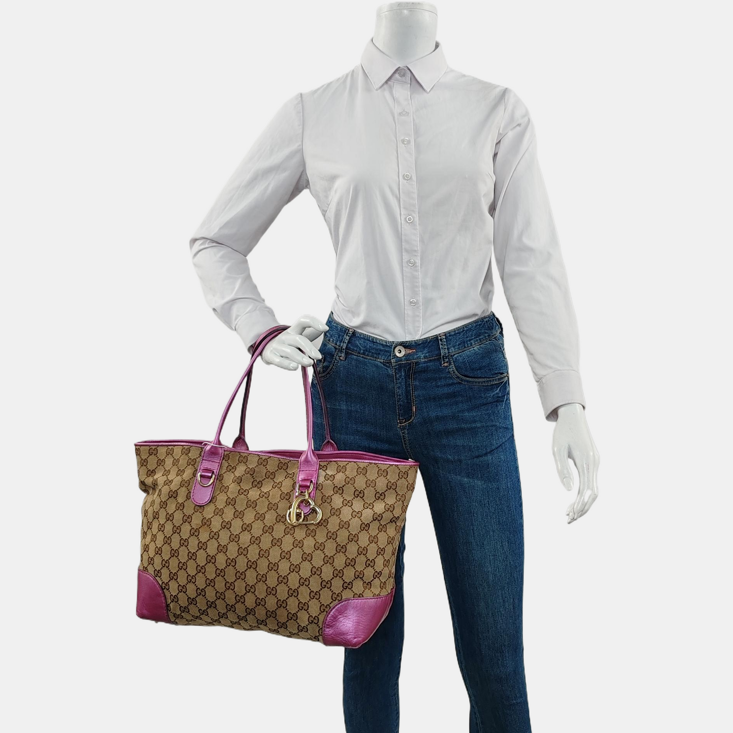 GUCCI Full Moon Brown Canvas Monogram Handbag Single Shoulder Bag Golden hardware-(SKU)-958683691