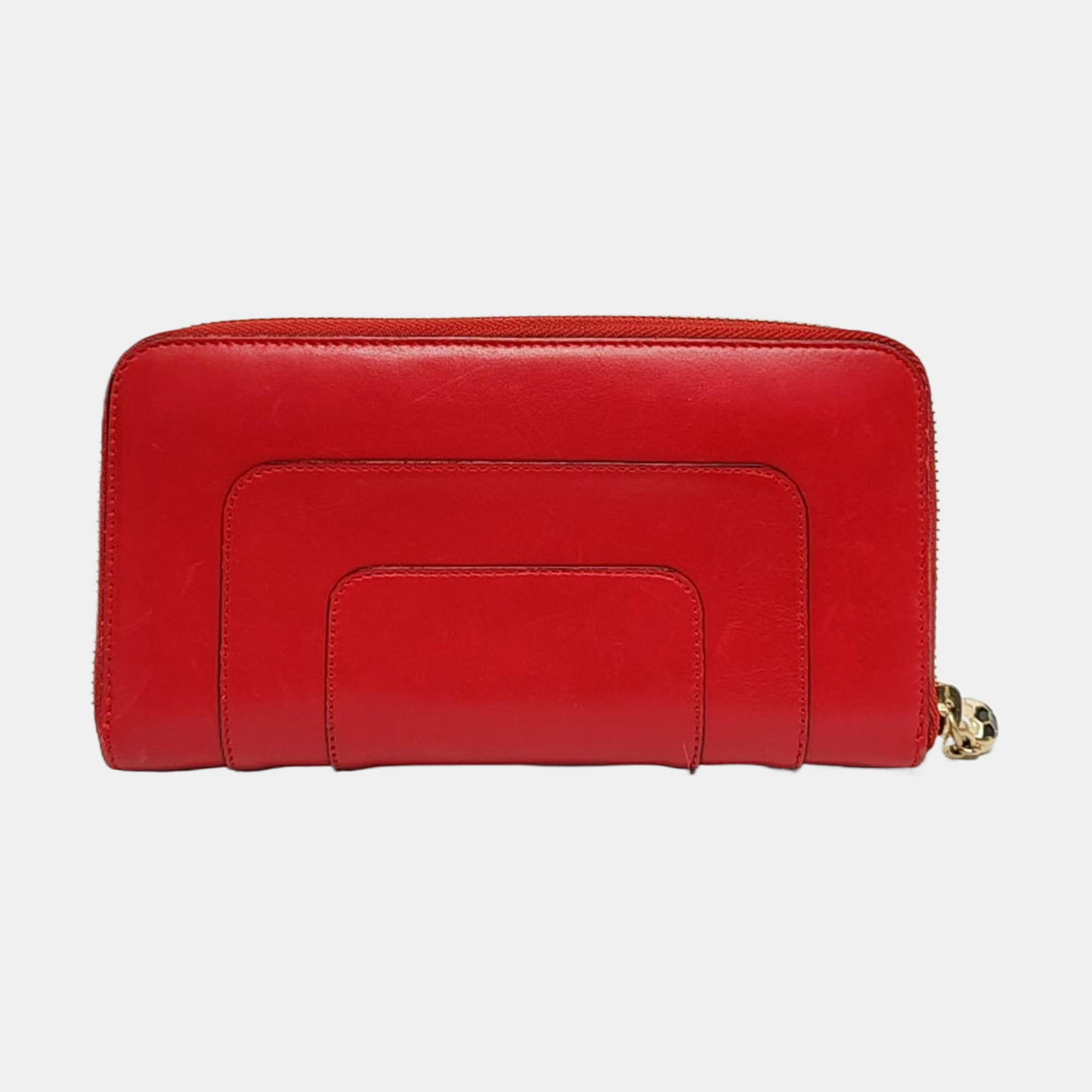 BVLGARI SERPENTI FOREVER Red Cowhide Snake Head Snake Head Wallet Gold Black White Green Hardware-(SKU)-958628798