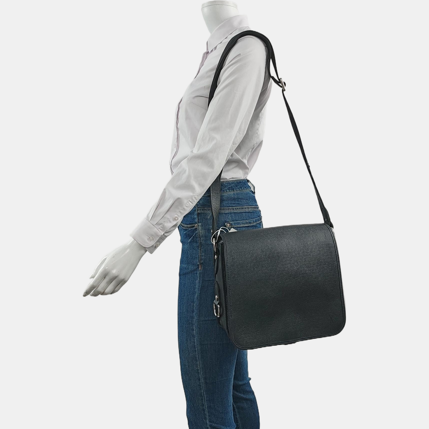 LOUIS VUITTON ANDREI Black Cowhide Single Shoulder Bag Crossbody Bag Silver Hardware-(SKU)-958721089