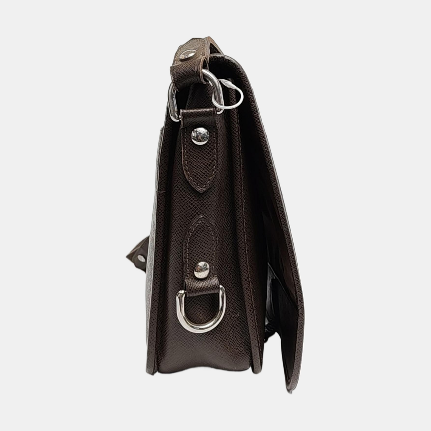 LOUIS VUITTON ROMAN Dark Brown Cowhide Embossed Jacquard Single Shoulder Bag Crossbody Bag Silver Hardware-(SKU)-958801776