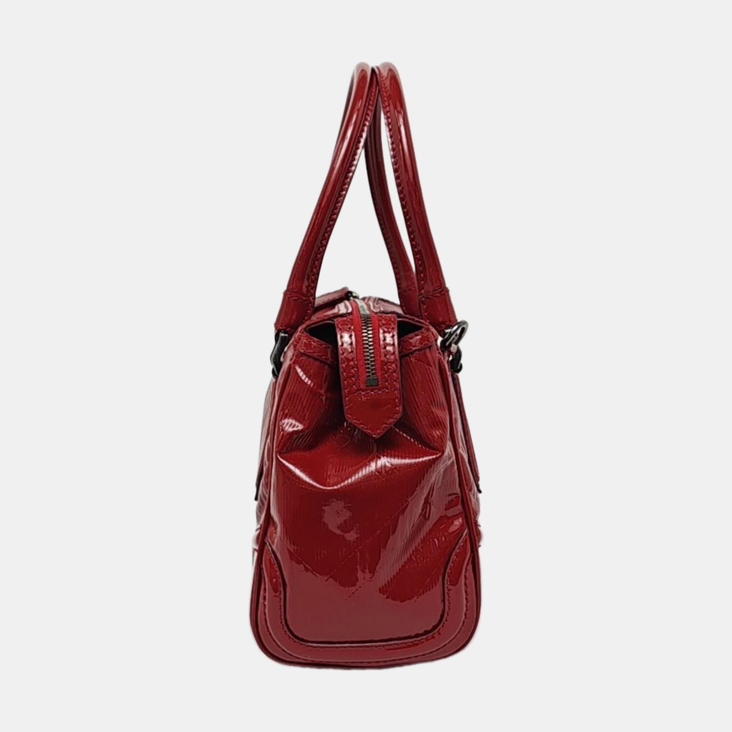 BURBERRY Gladstone Red patent leather textured crossbody bag, handbag Black hardware Removable shoulder strap-(SKU)-958747174