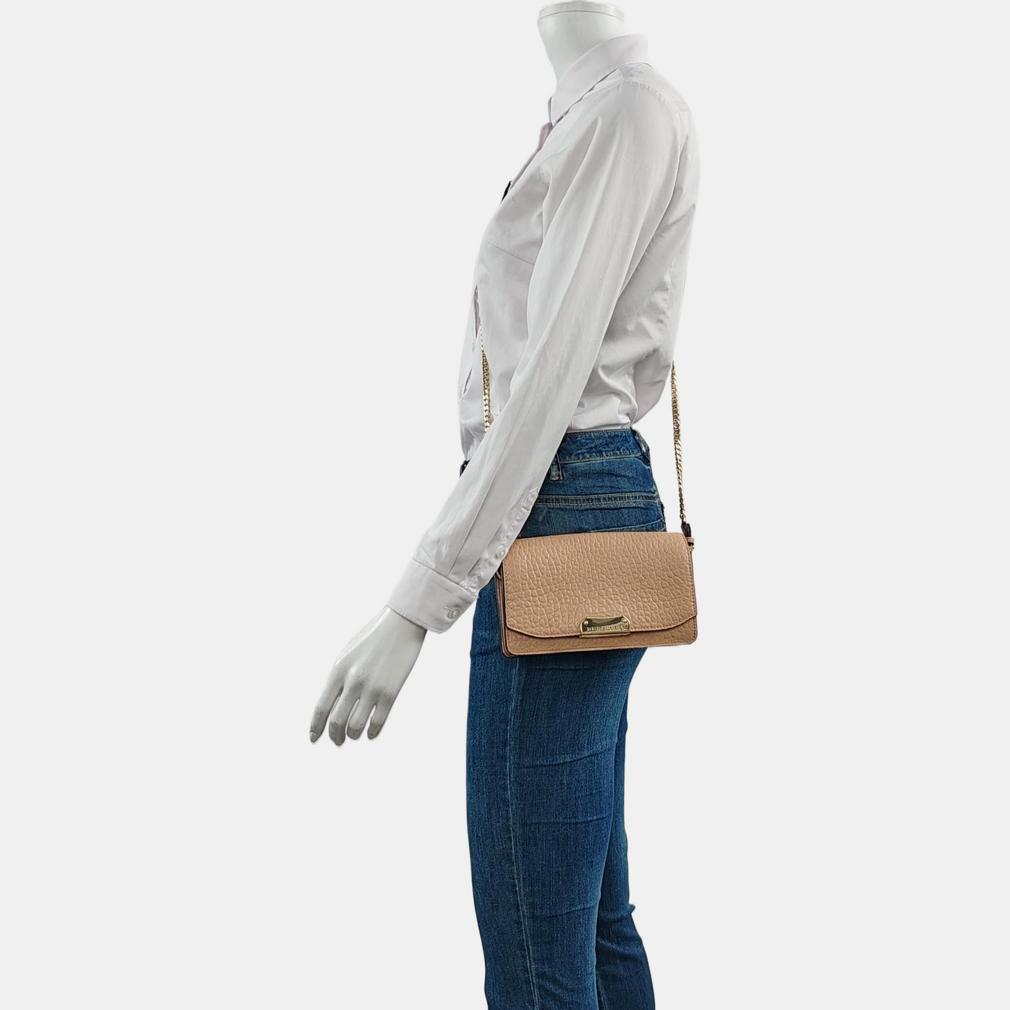 BURBERRY Langley Khaki cowhide single shoulder bag crossbody bag handbag Golden hardware Removable shoulder strap-(SKU)-958841822