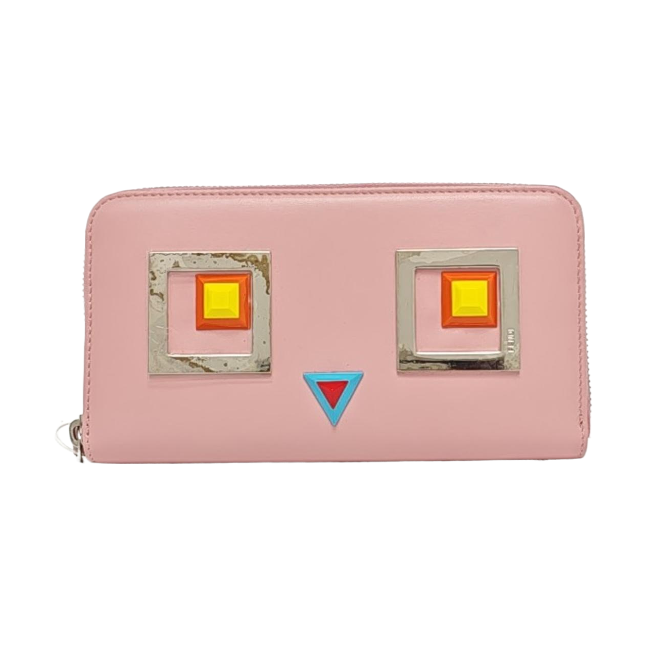 FENDI Monster Pink Leather Studs Wallet Silver Hardware Complete Accessories-(SKU)-958826024