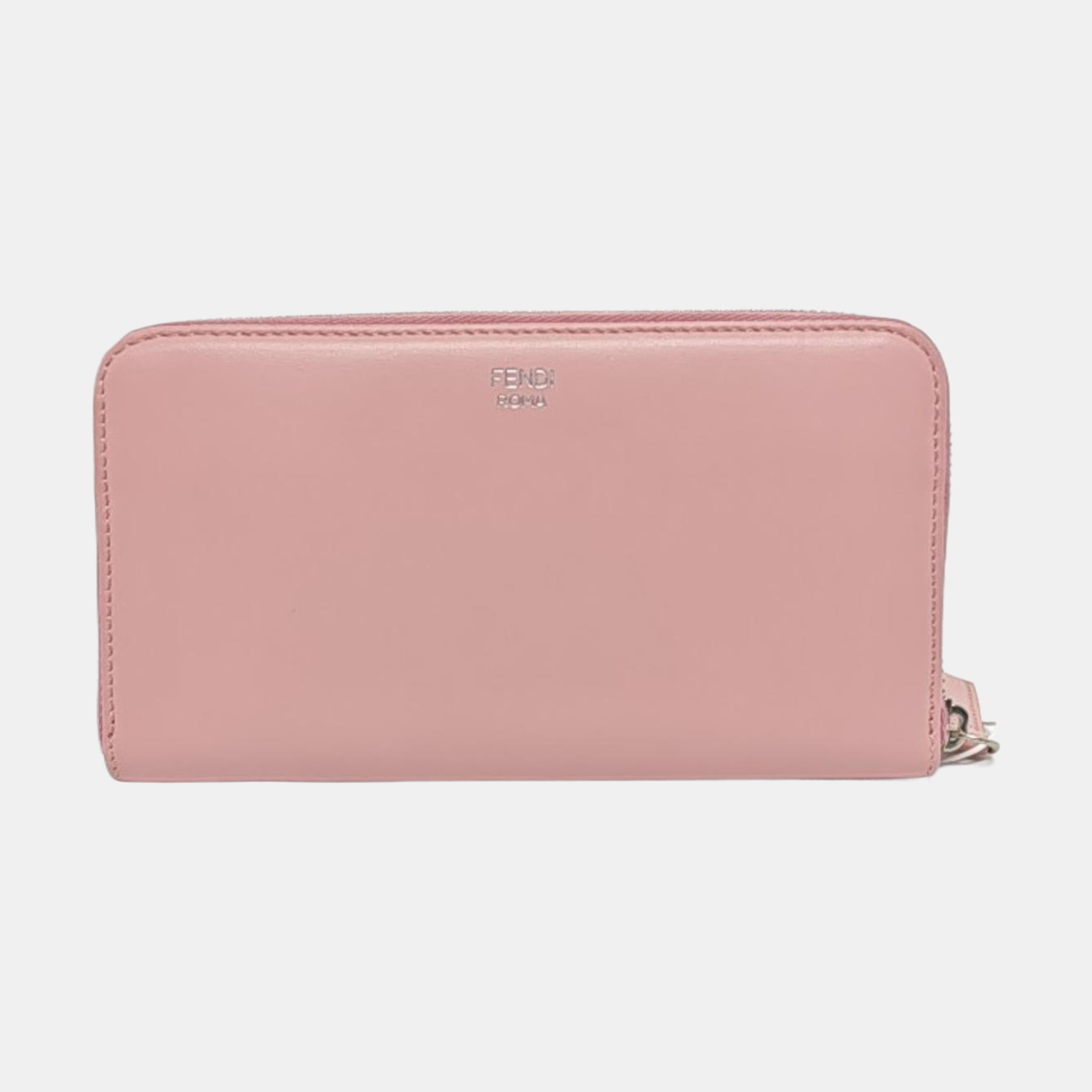 FENDI Monster Pink Leather Studs Wallet Silver Hardware Complete Accessories-(SKU)-958826024