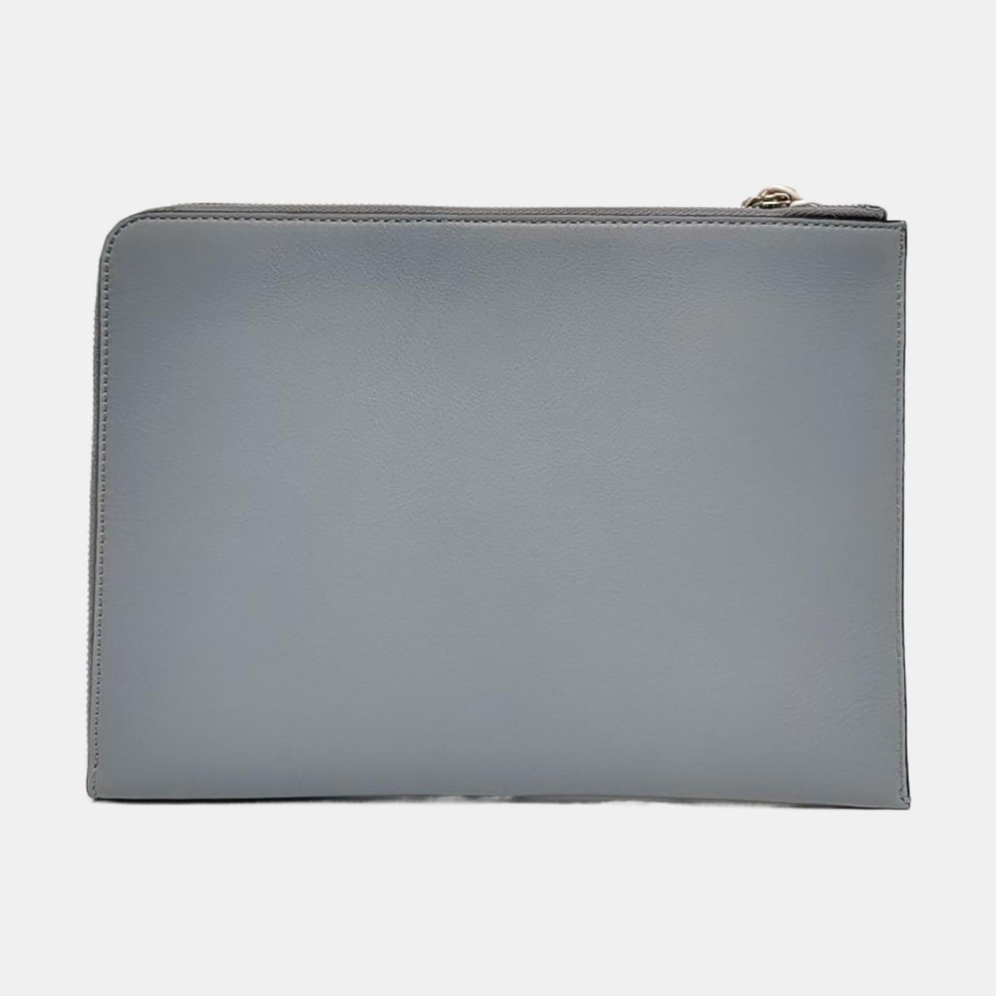 FENDI Grey Cowhide Mini Monster Clutch Bag Silver Hardware Complete Accessories-(SKU)-958826475