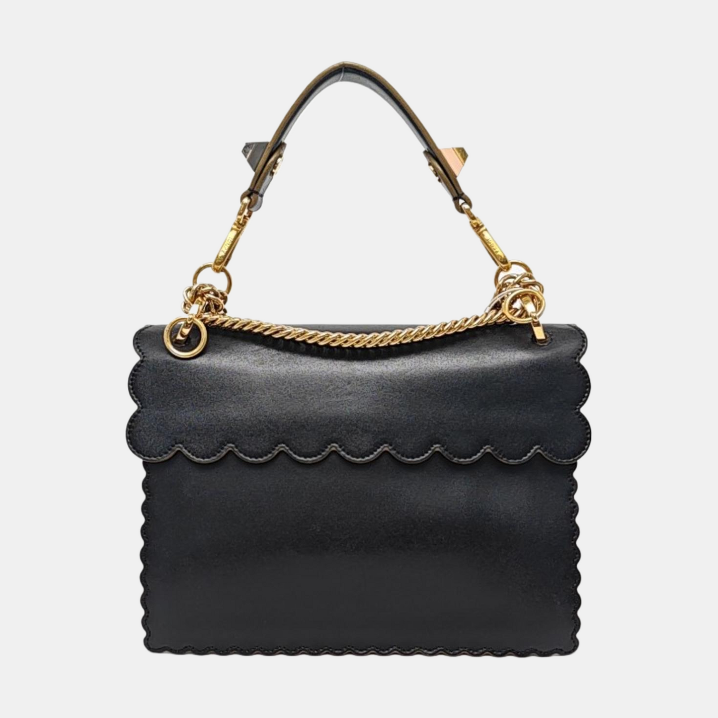 FENDI Kan I Medium size Black Cowhide Single Shoulder Bag Sling Bag Tote Golden hardware shoulder straps-(SKU)-959000092