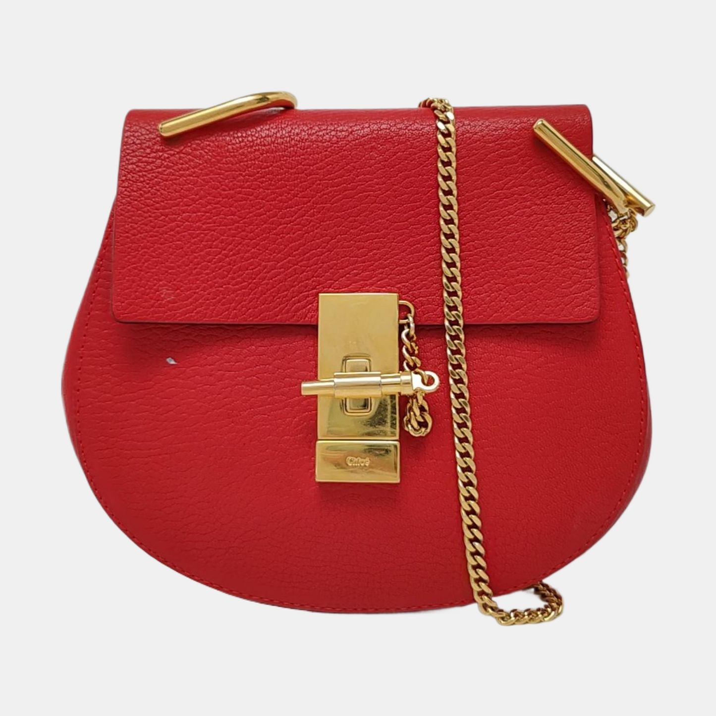 Chloé Drew mini Red Leather Piggy Bag Crossbody Single Shoulder Bag Golden hardware Removable shoulder strap-(SKU)-958915353