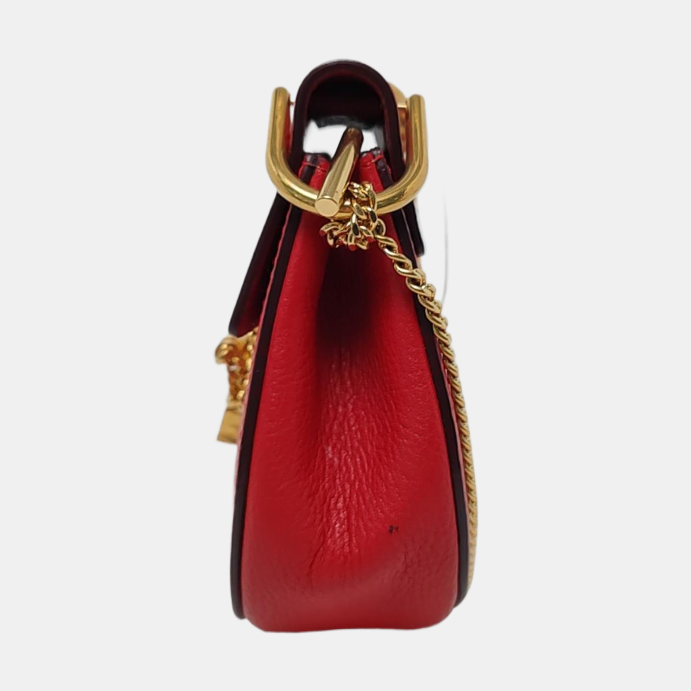 Chloé Drew mini Red Leather Piggy Bag Crossbody Single Shoulder Bag Golden hardware Removable shoulder strap-(SKU)-958915353