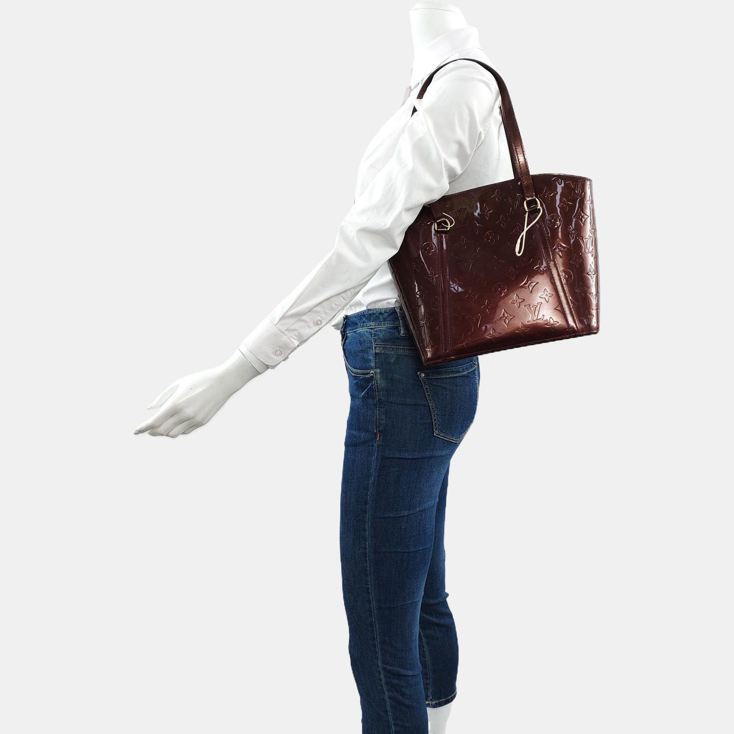 LOUIS VUITTON AVALON Large size Burgundy Cowhide Monogrammed Single Shoulder Handbag Golden hardware-(SKU)-959058855