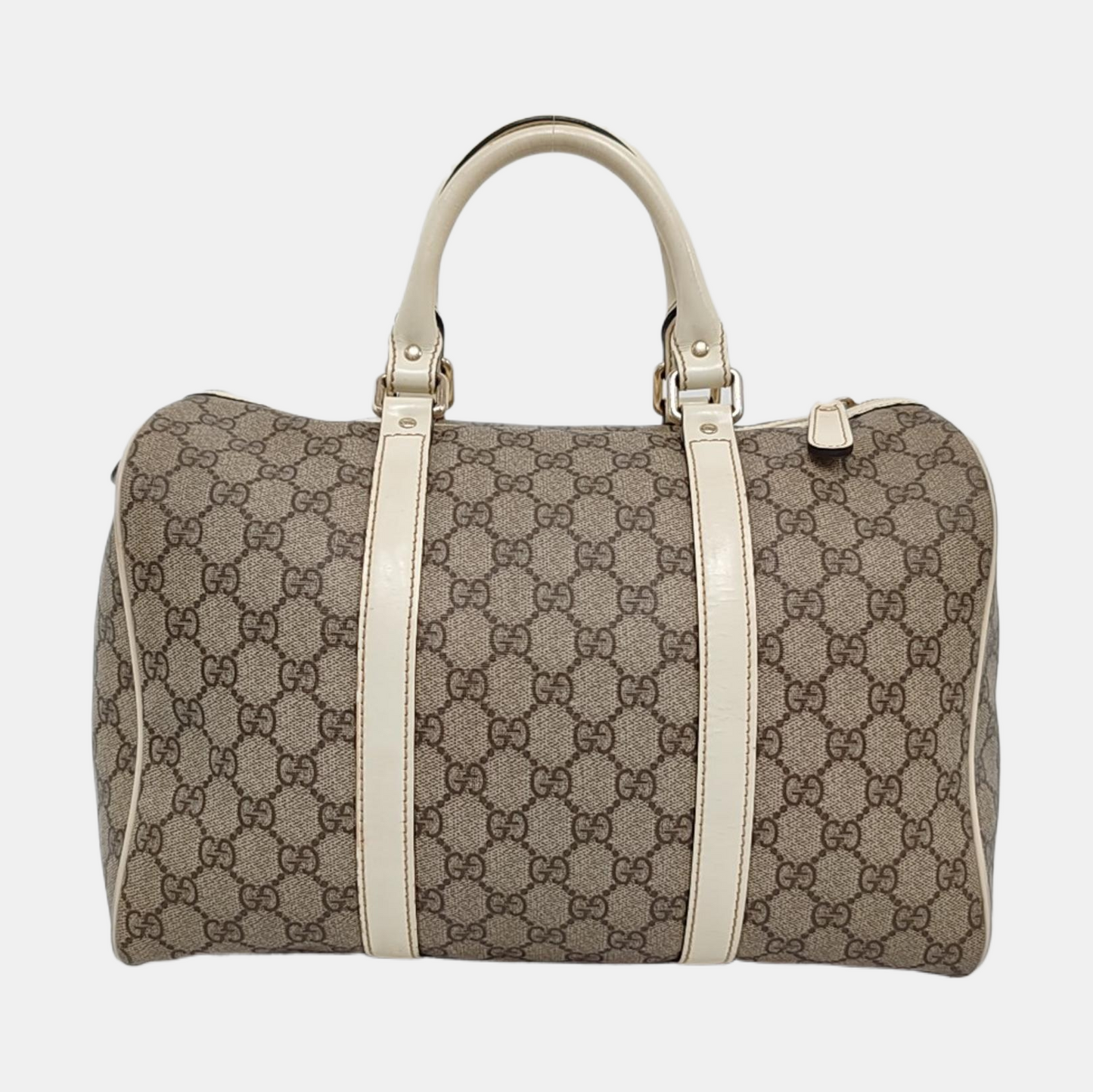 GUCCI Beige Coated Canvas Monogrammed Tote Bag Golden hardware-(SKU)-958959380