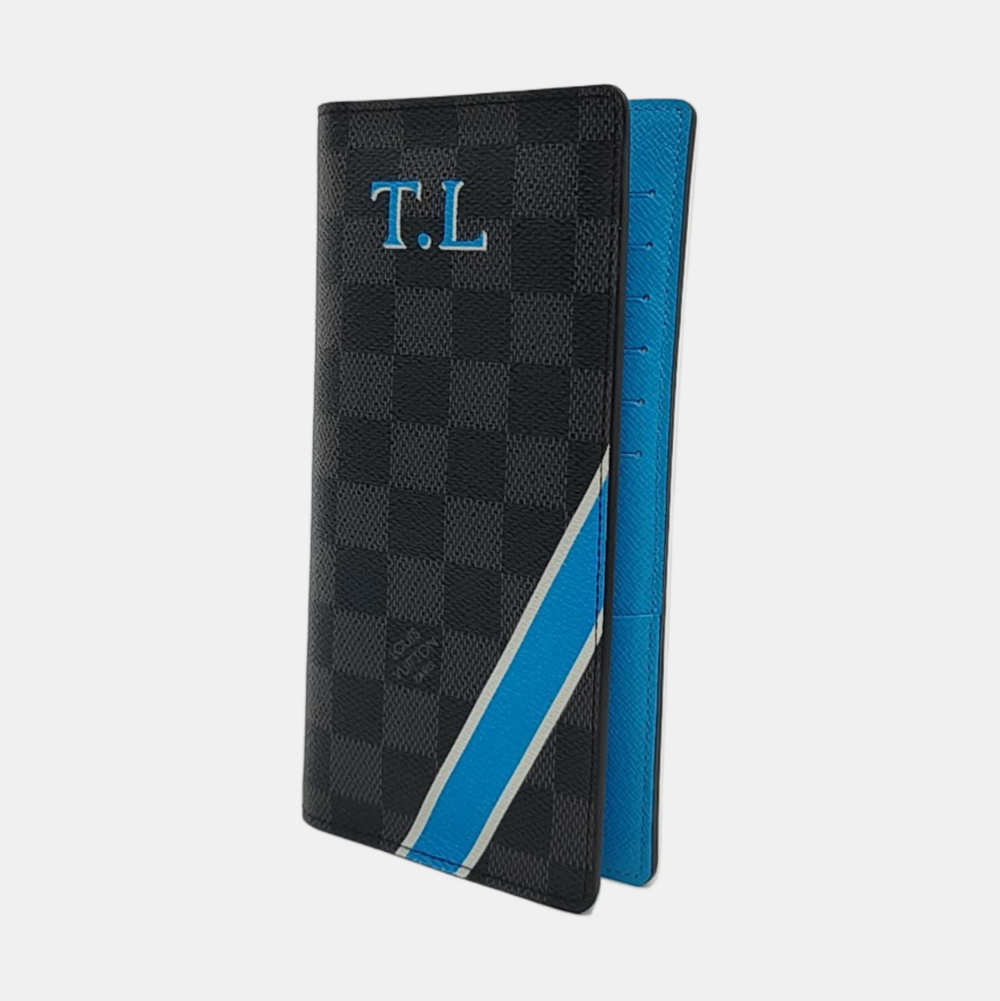 LOUIS VUITTON BRAZZA Black Coated Canvas Chessboard Grain Printed Wallet Silver Hardware Complete Accessories-(SKU)-959193692
