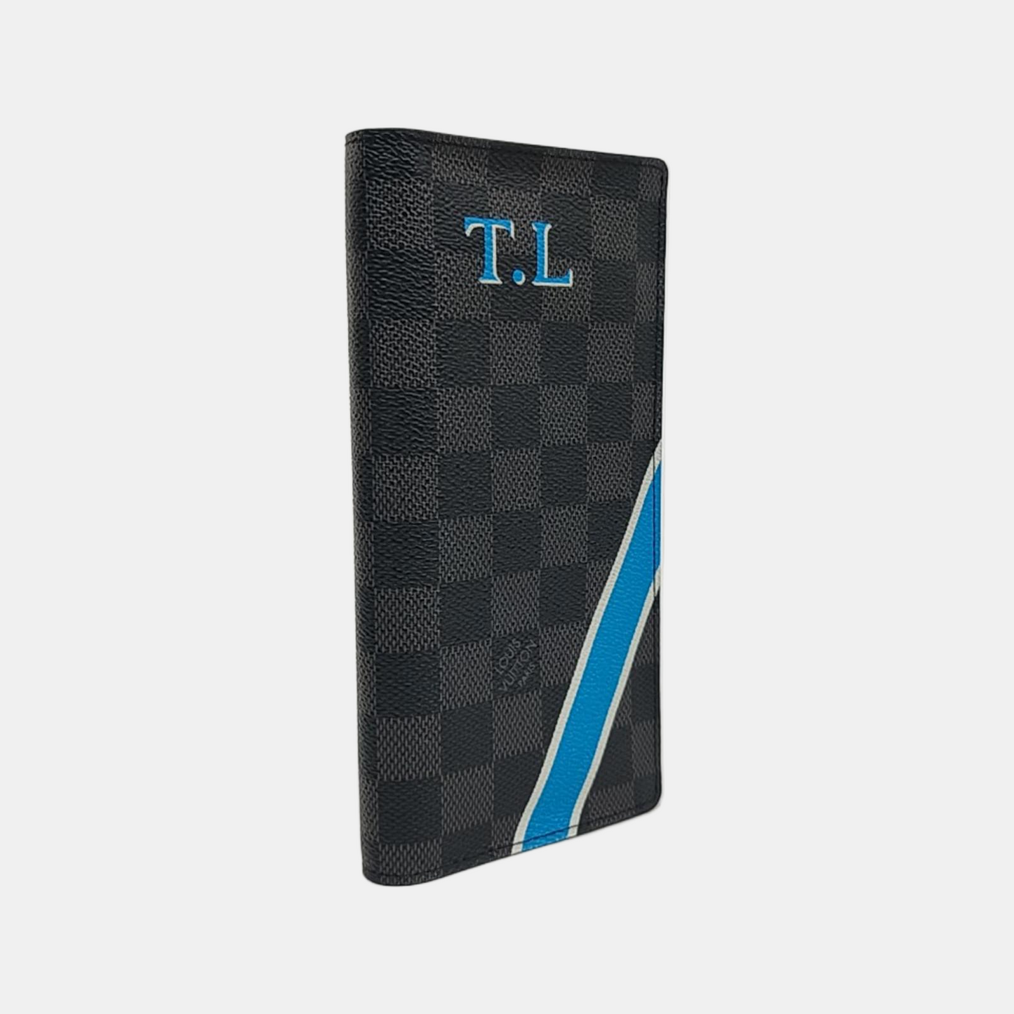 LOUIS VUITTON BRAZZA Black Coated Canvas Chessboard Grain Printed Wallet Silver Hardware Complete Accessories-(SKU)-959193692