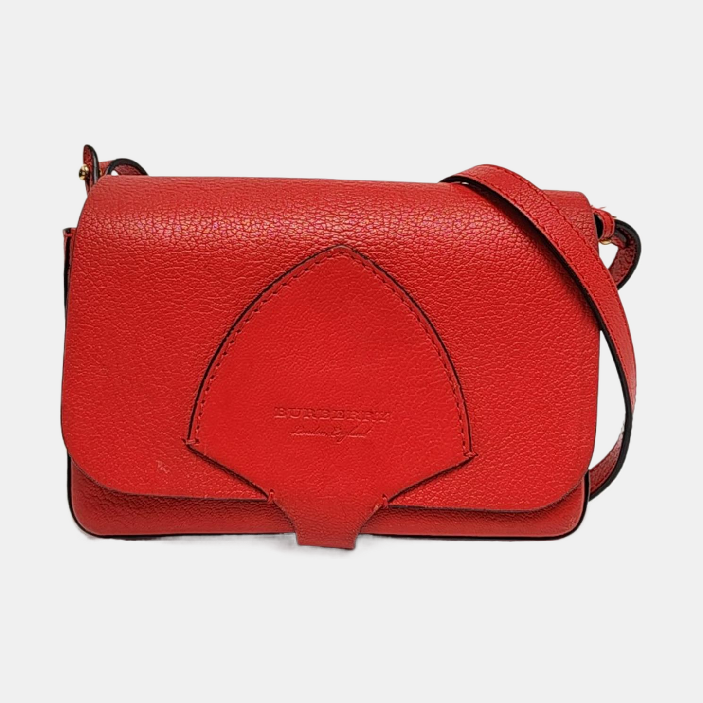 BURBERRY Square Stone Orange Red Cowhide Single Shoulder Bag, Crossbody Golden hardware Removable shoulder strap-(SKU)-959196582