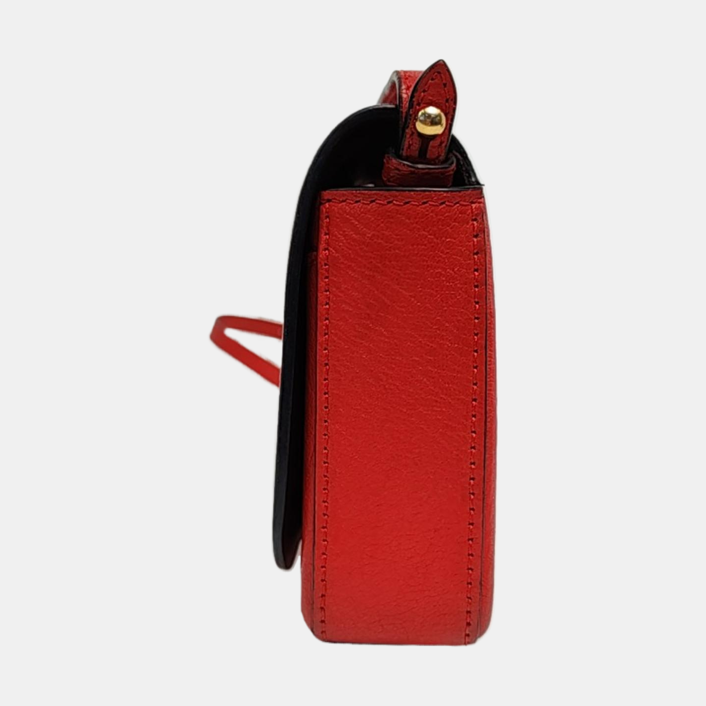 BURBERRY Square Stone Orange Red Cowhide Single Shoulder Bag, Crossbody Golden hardware Removable shoulder strap-(SKU)-959196582