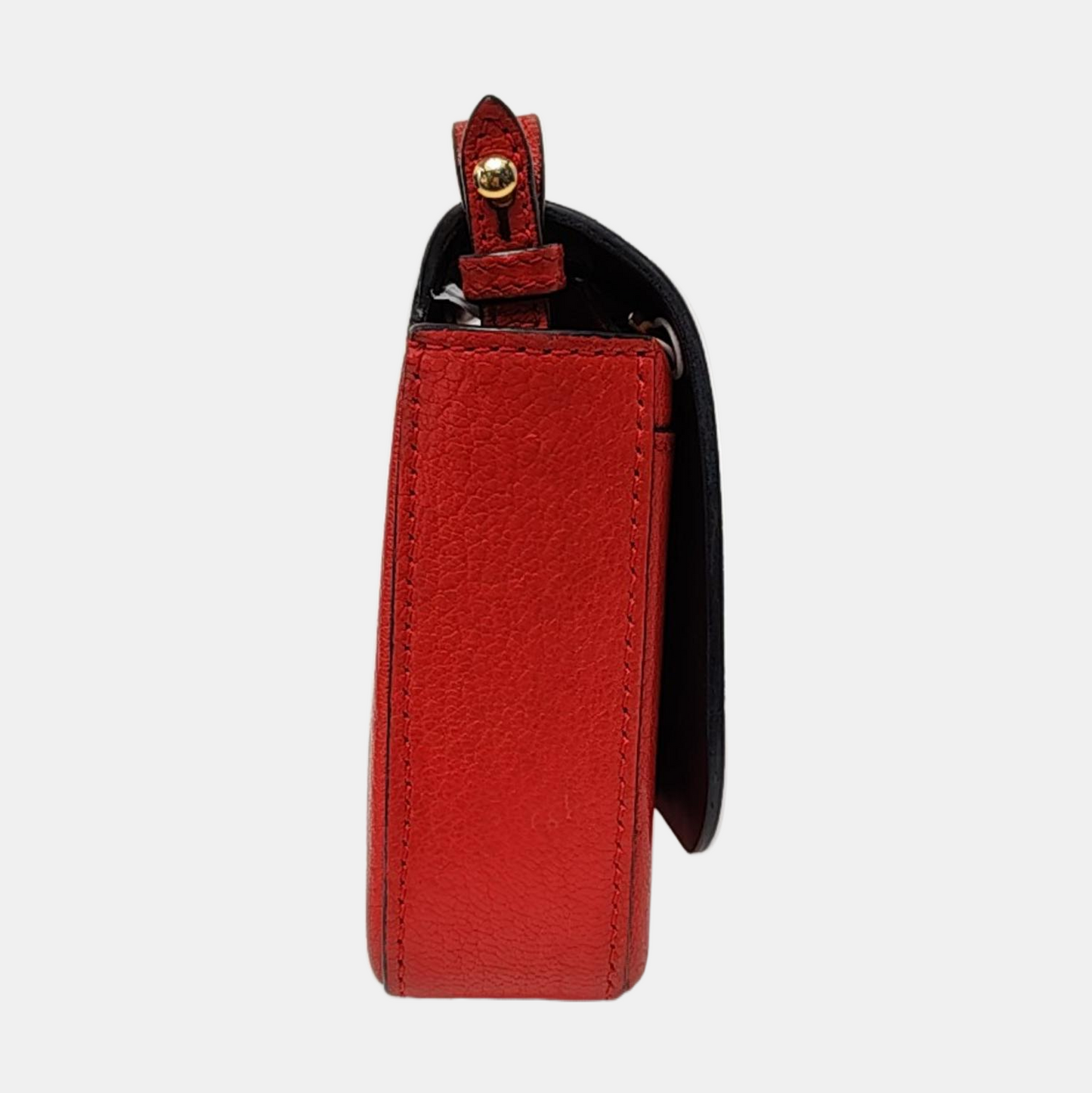 BURBERRY Square Stone Orange Red Cowhide Single Shoulder Bag, Crossbody Golden hardware Removable shoulder strap-(SKU)-959196582