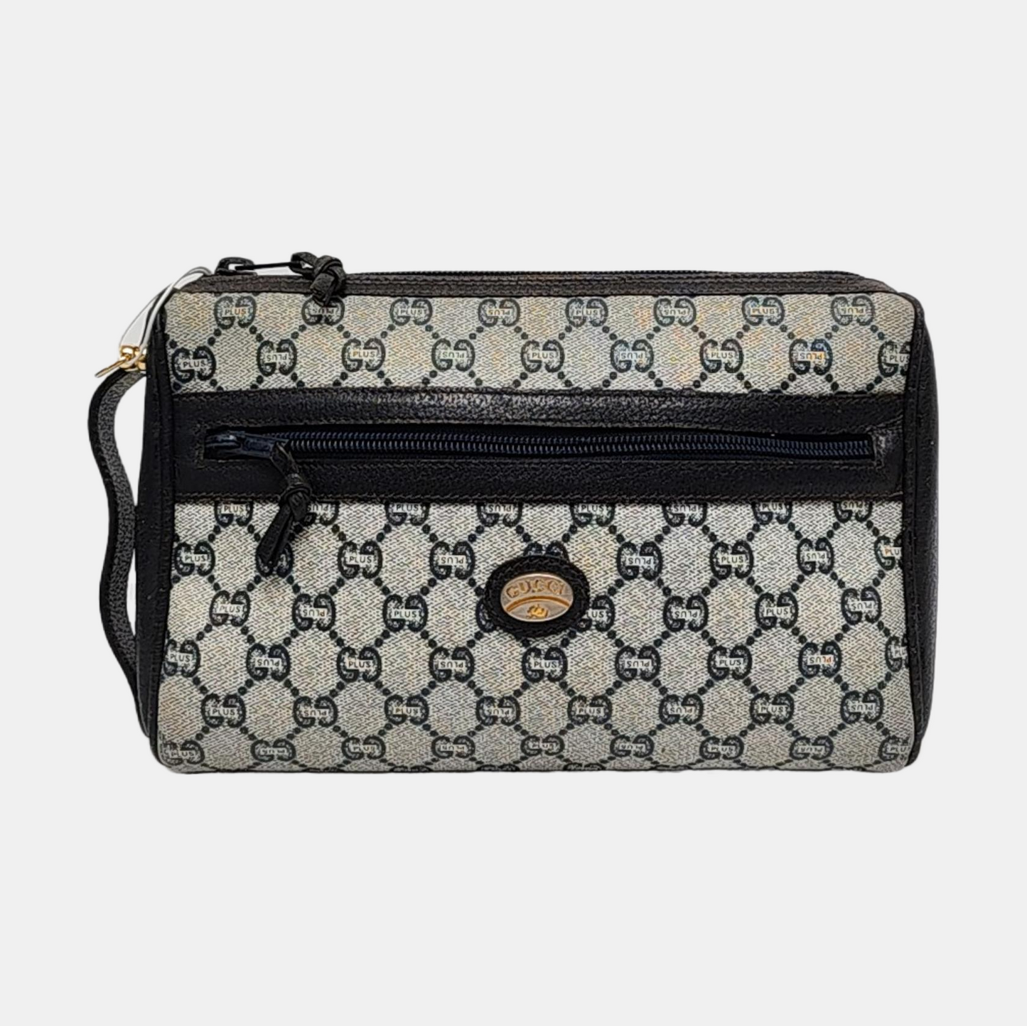GUCCI Gray Coated Canvas Monogram Handbag Tote Golden hardware-(SKU)-959316608