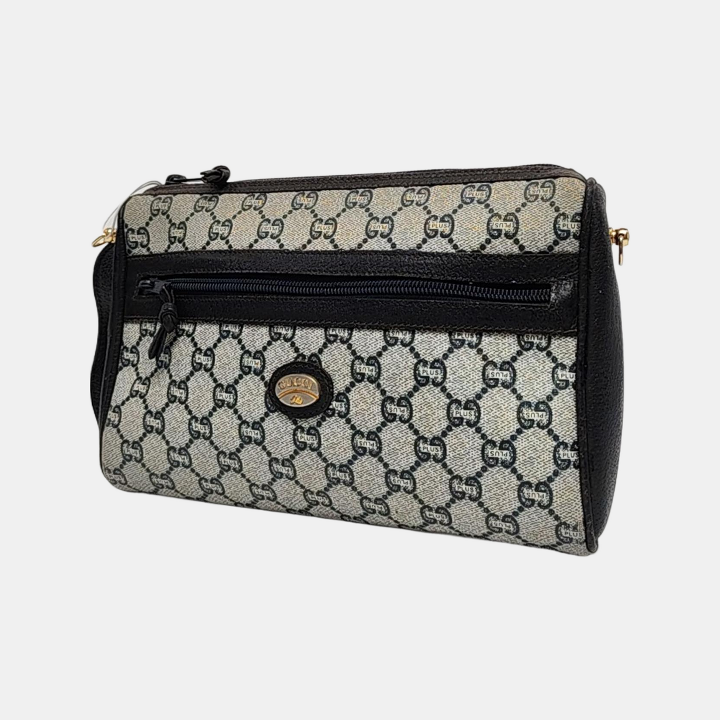 GUCCI Gray Coated Canvas Monogram Handbag Tote Golden hardware-(SKU)-959316608