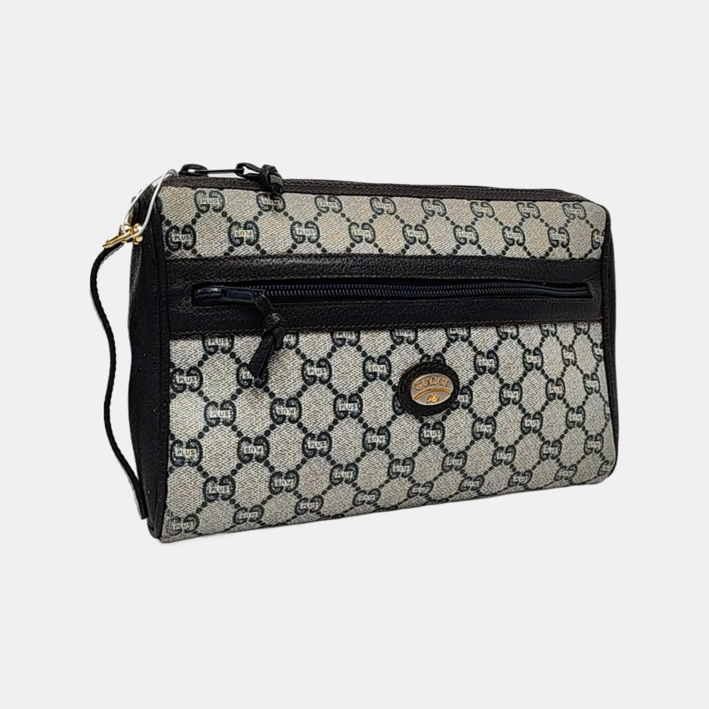 GUCCI Gray Coated Canvas Monogram Handbag Tote Golden hardware-(SKU)-959316608