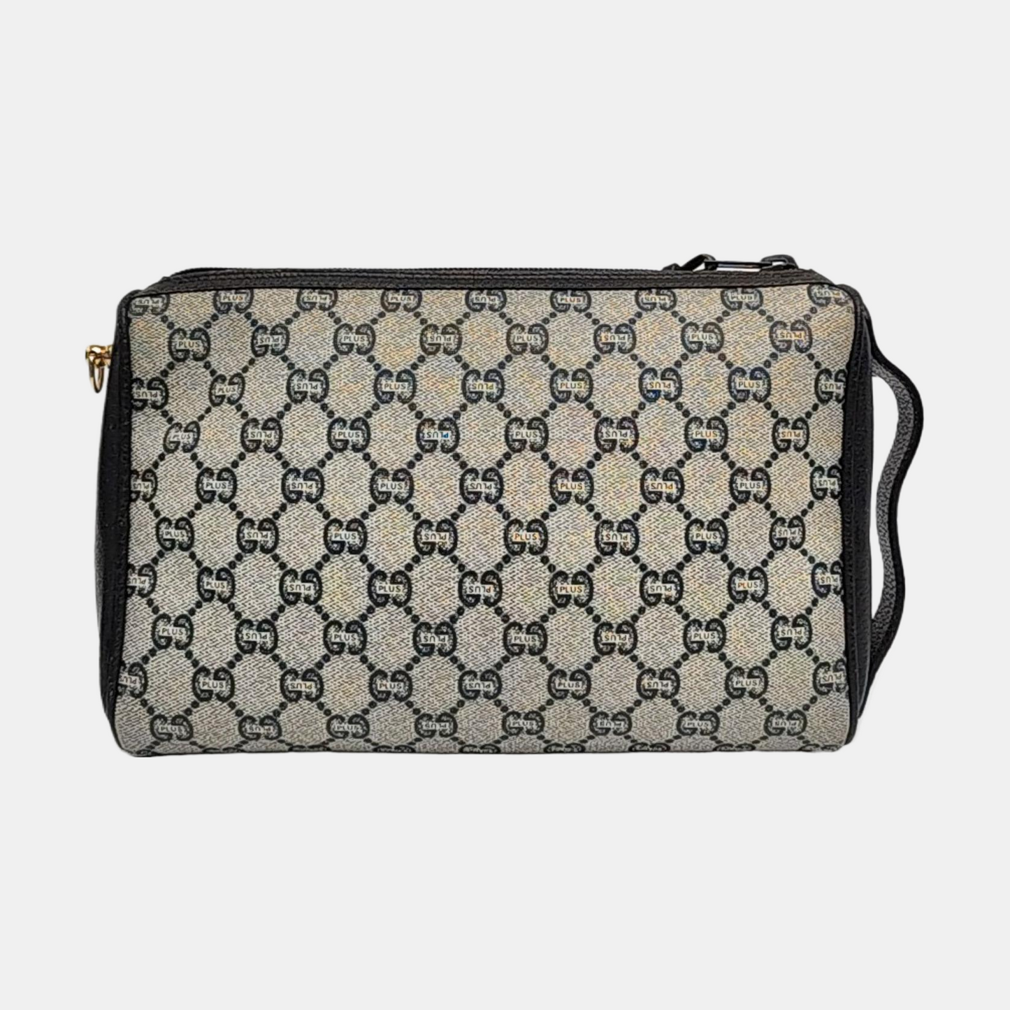 GUCCI Gray Coated Canvas Monogram Handbag Tote Golden hardware-(SKU)-959316608
