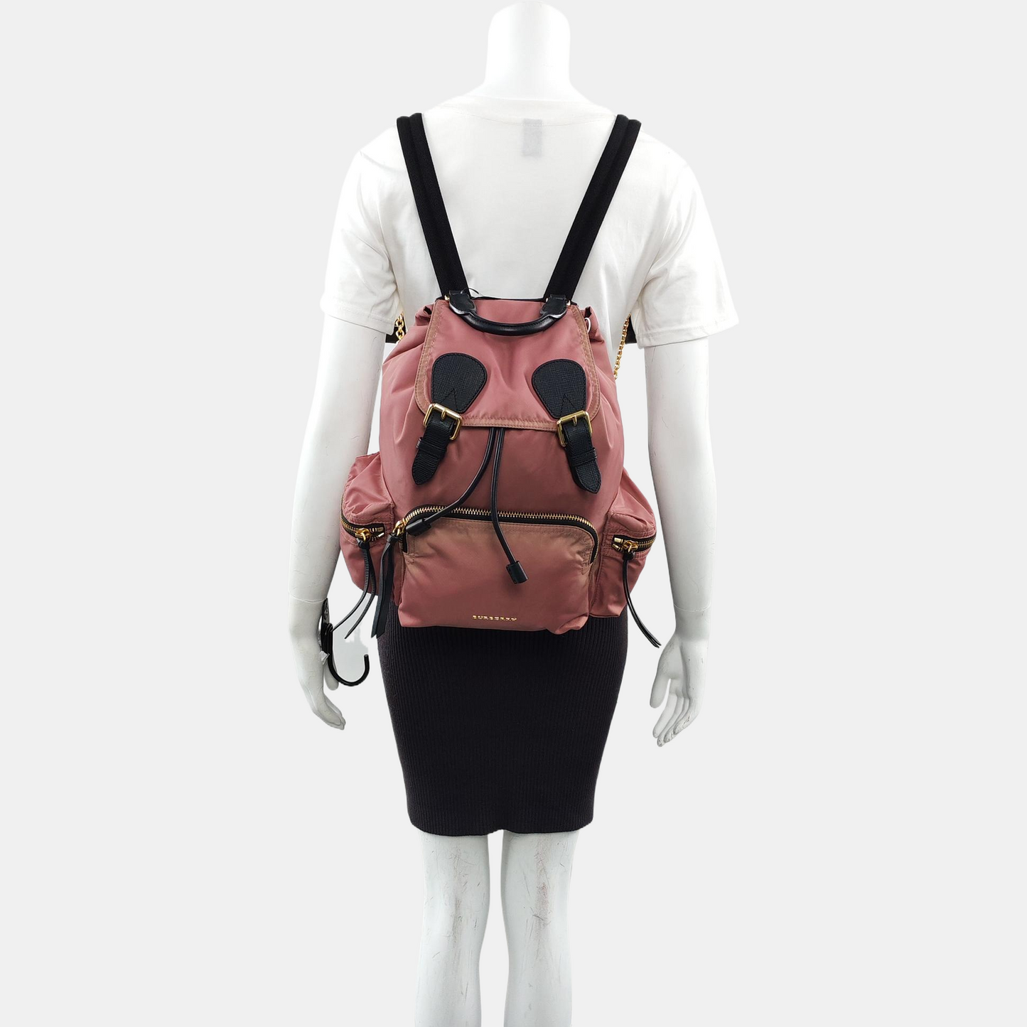 BURBERRY The Rucksack Medium size Beige Nylon Backpack Tote Bag Golden hardware-(SKU)-954221231