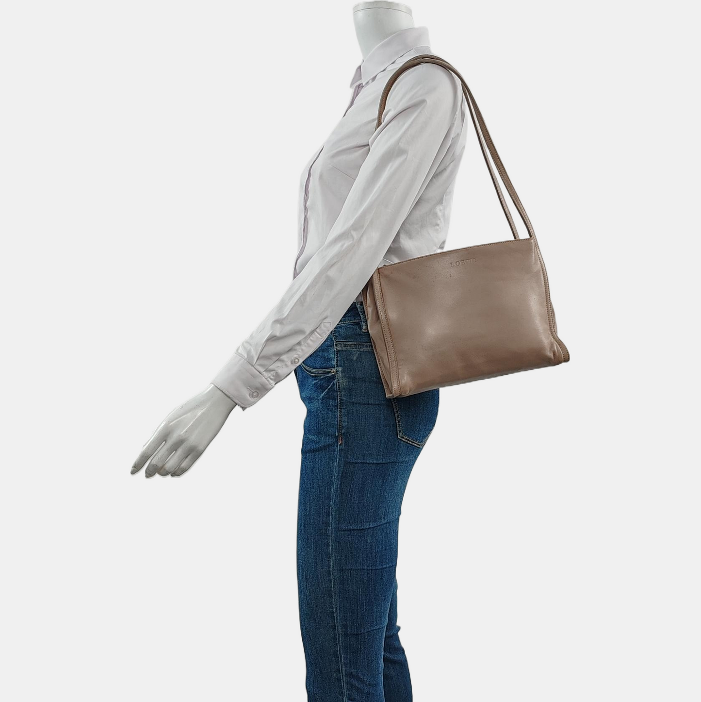 LOEWE Khaki Leather Single Shoulder Bag Tote Bag Golden hardware-(SKU)-958988602