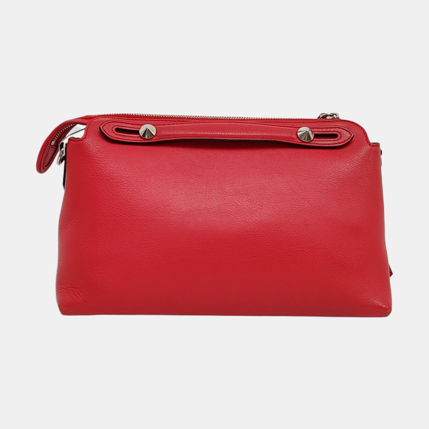 FENDI By The Way Medium size Red Cowhide Single Shoulder Bag Handbag Crossbody Bag Silver Hardware Removable shoulder strap-(SKU)-959153468